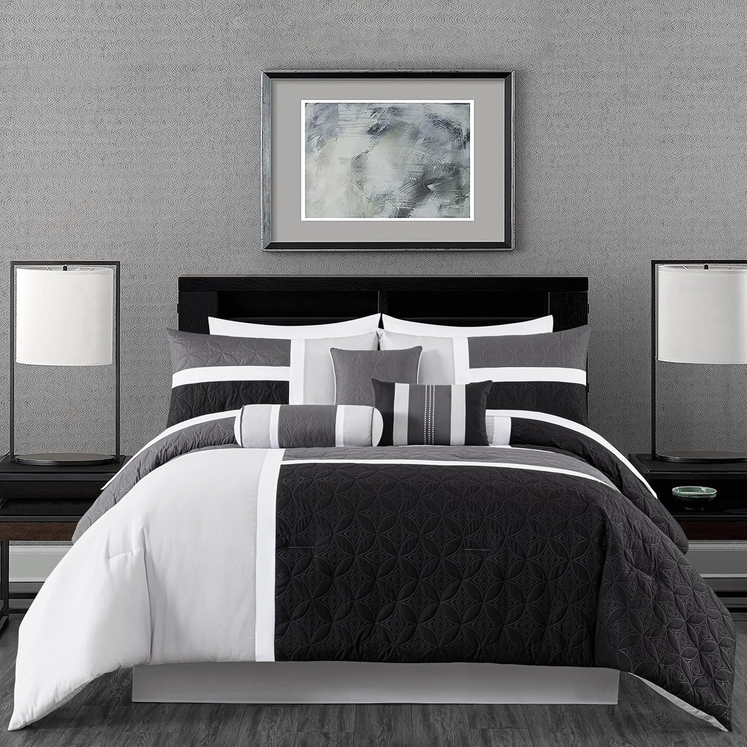 Chezmoi Upland 7-Piece Patchwork Comforter Set Queen