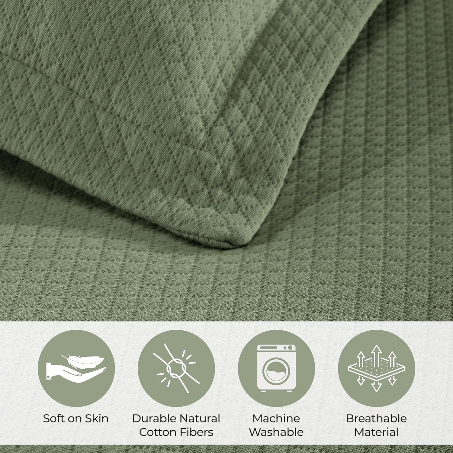 Superior Solitaire Cotton Bedspread Set Full Size 3 Piece