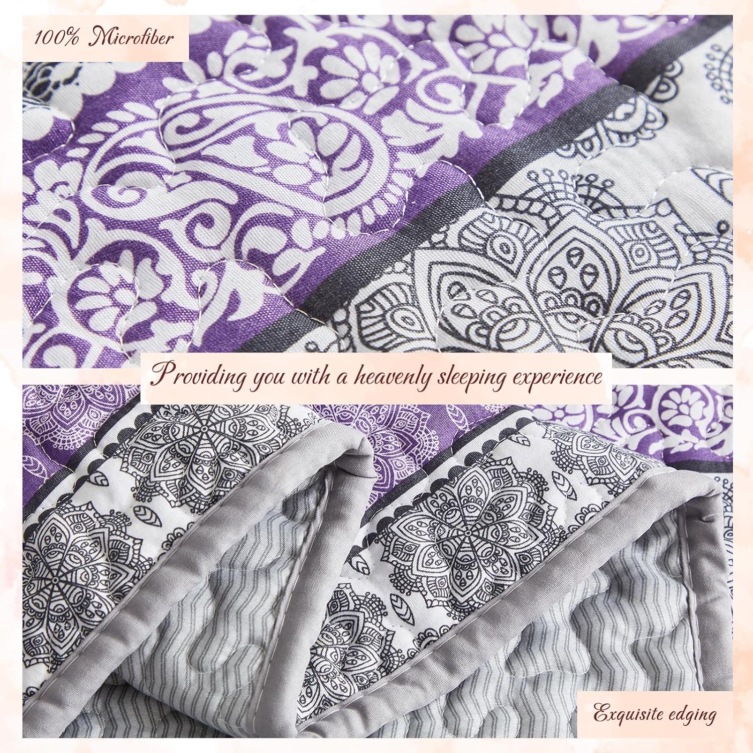 3 Piece Bohemian Quilt Set King Size