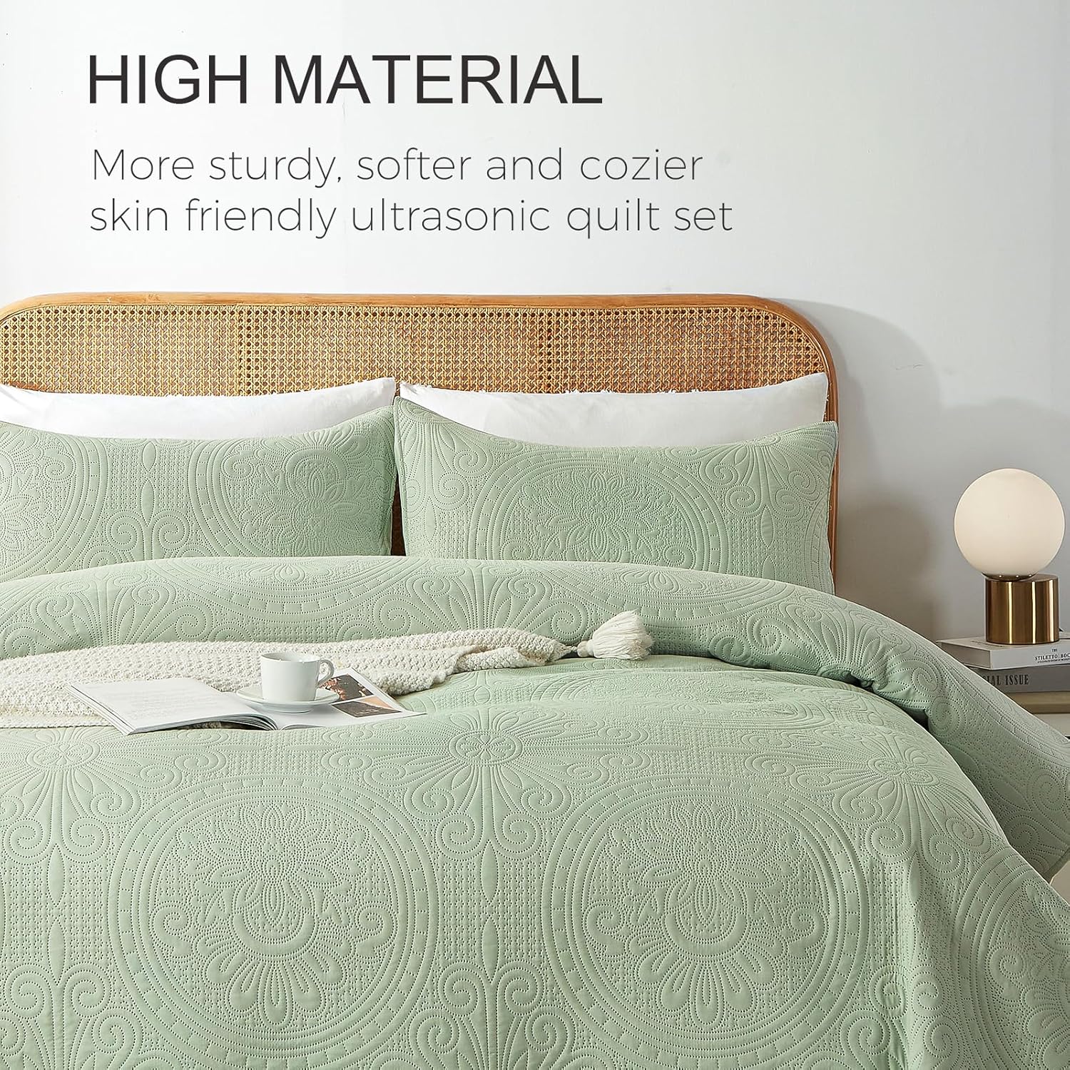 WURUIBO Twin Quilt Set Sage Green