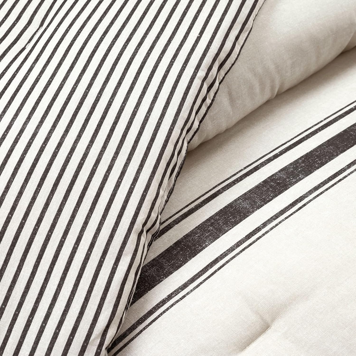 Lush Decor Farmhouse Stripe Reversible Comforter Set