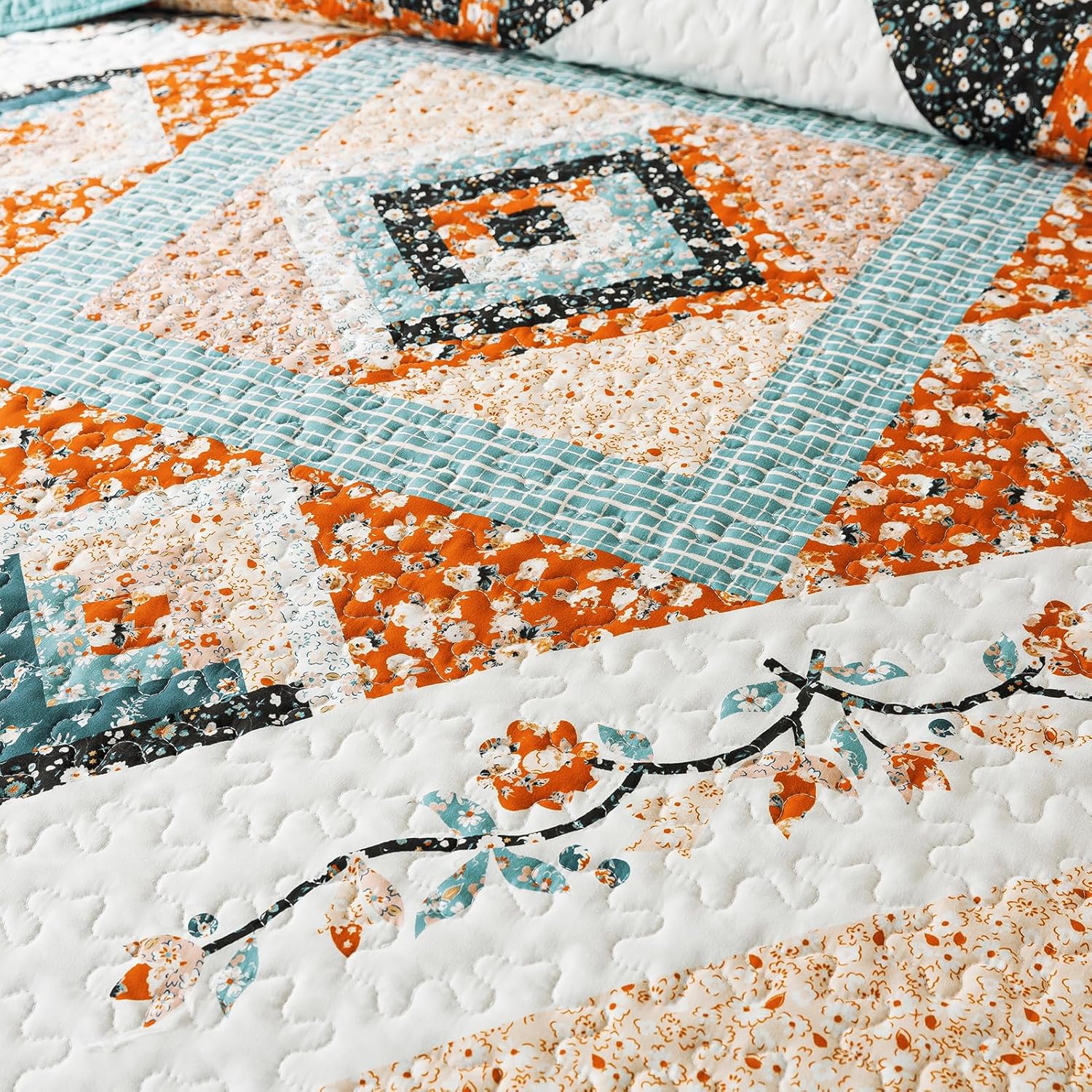 BEDIFANY Floral Oversized King Quilt Set 3 Piece
