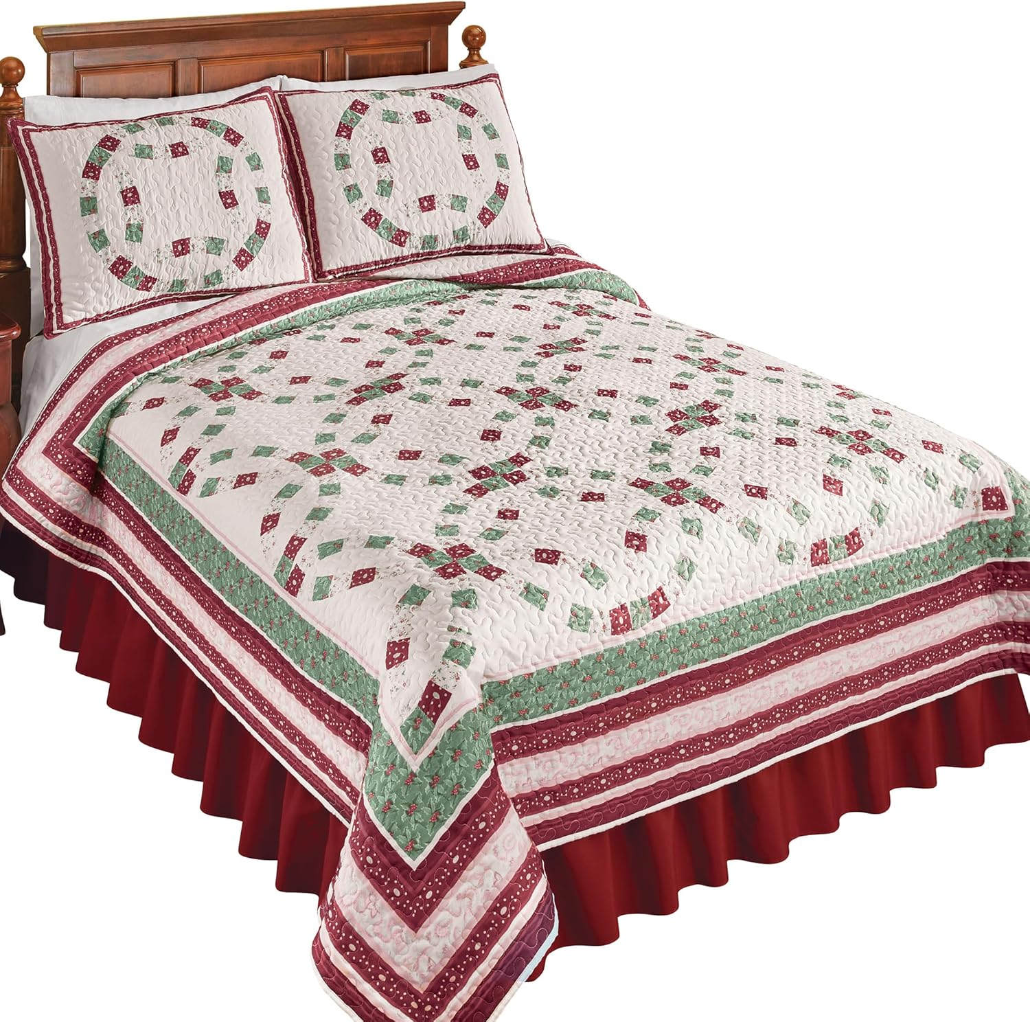 Collections Etc Holiday Wedding Ring Quilt