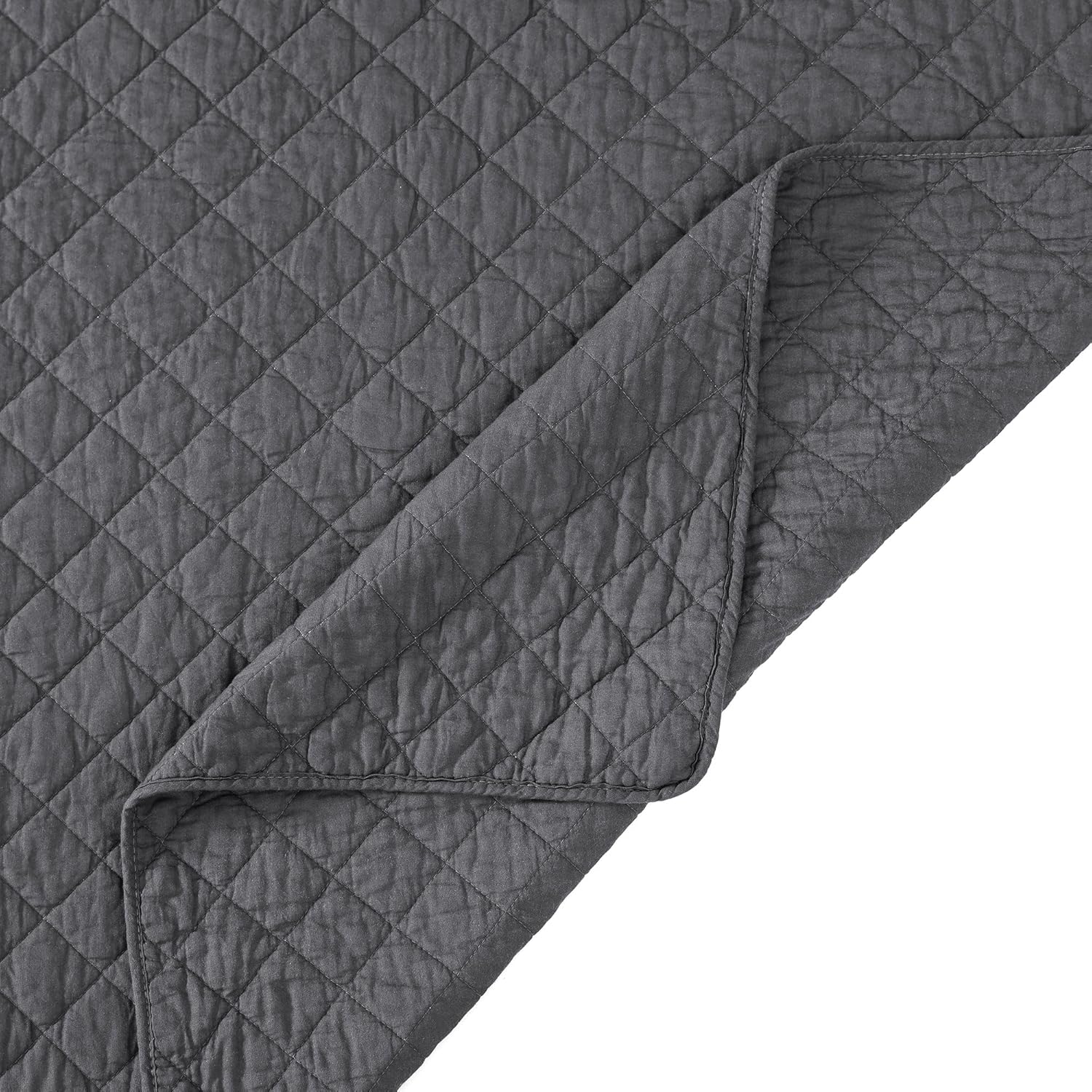 Indigo Hill 3-Piece King Quilt Set - Charcoal Cotton Shabby Chic