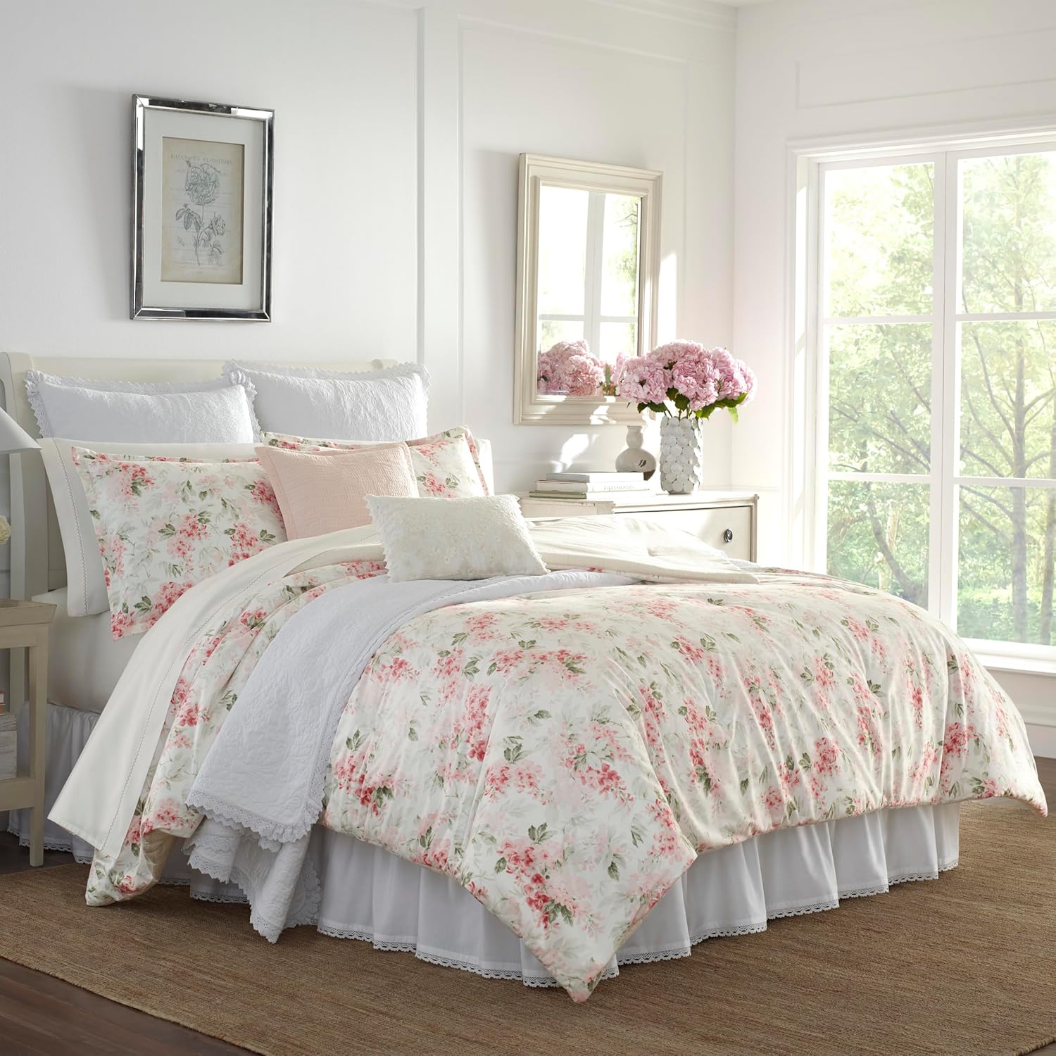Laura Ashley Queen Comforter Set - Wisteria Pink 1
