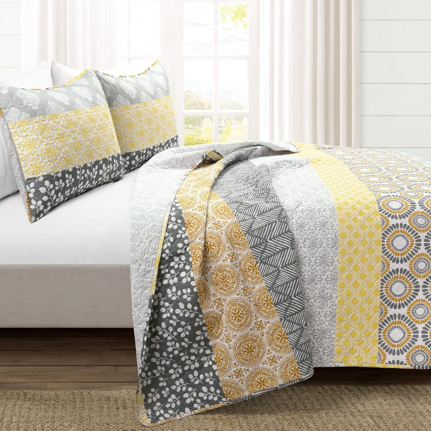 Bohemian Stripe Reversible Cotton Quilt Set King Size
