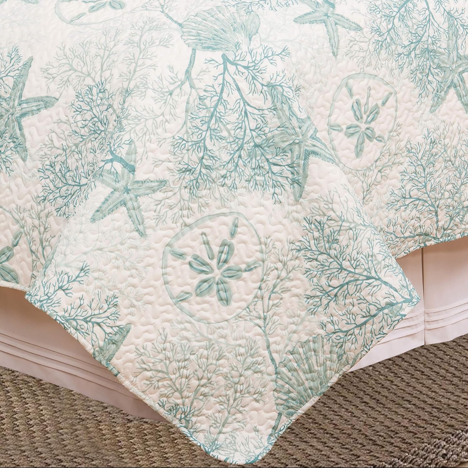 CF Home Ocean Treasures Blue Starfish Bed Quilt Set All Seasons
