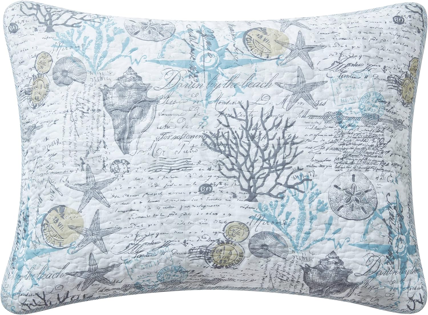 Tommy Bahama Queen Quilt Set Reversible Cotton Bedding with Shams Beach Bliss Grey