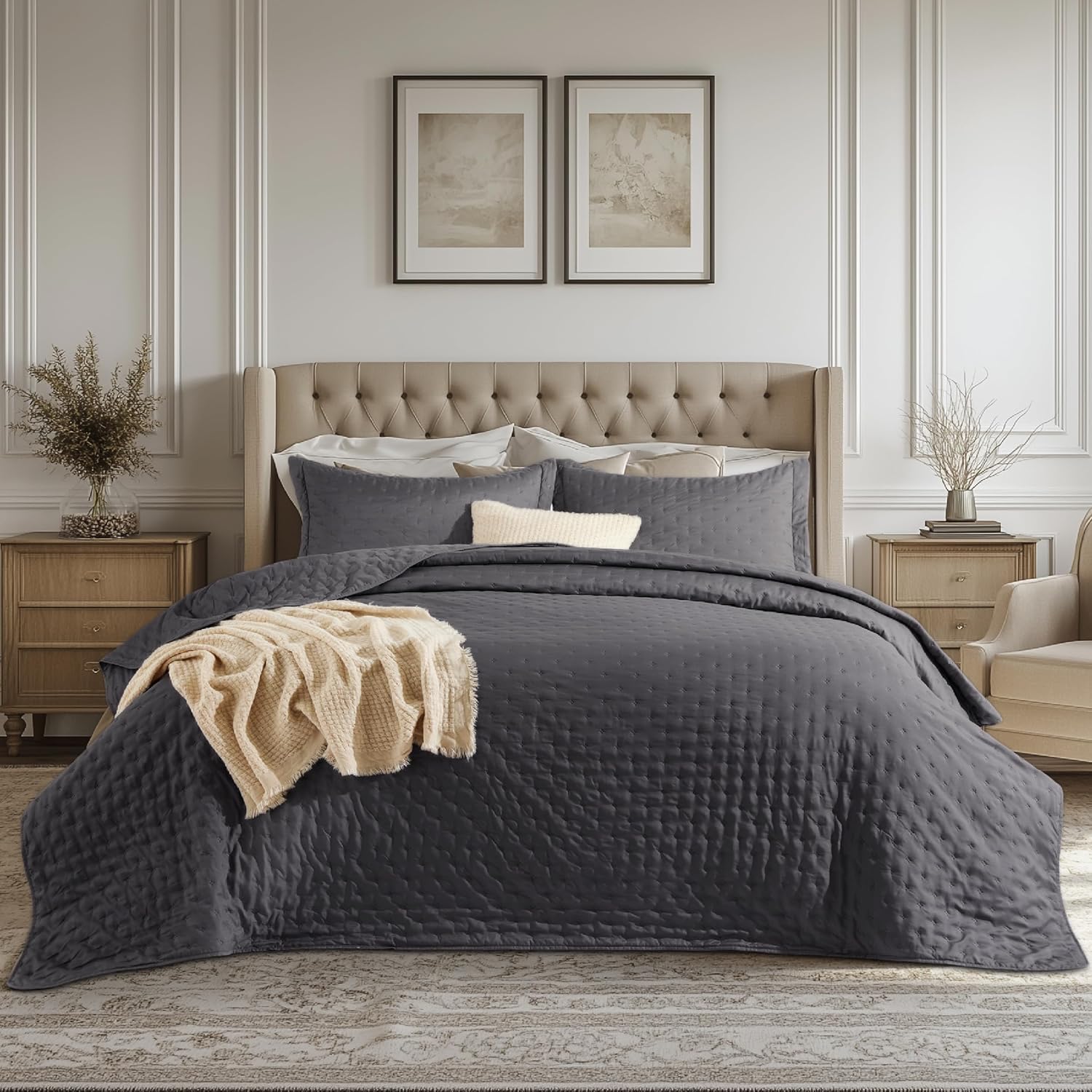 Bedsure King Quilt Set - Ultra Soft All-Season 106x96 Inch