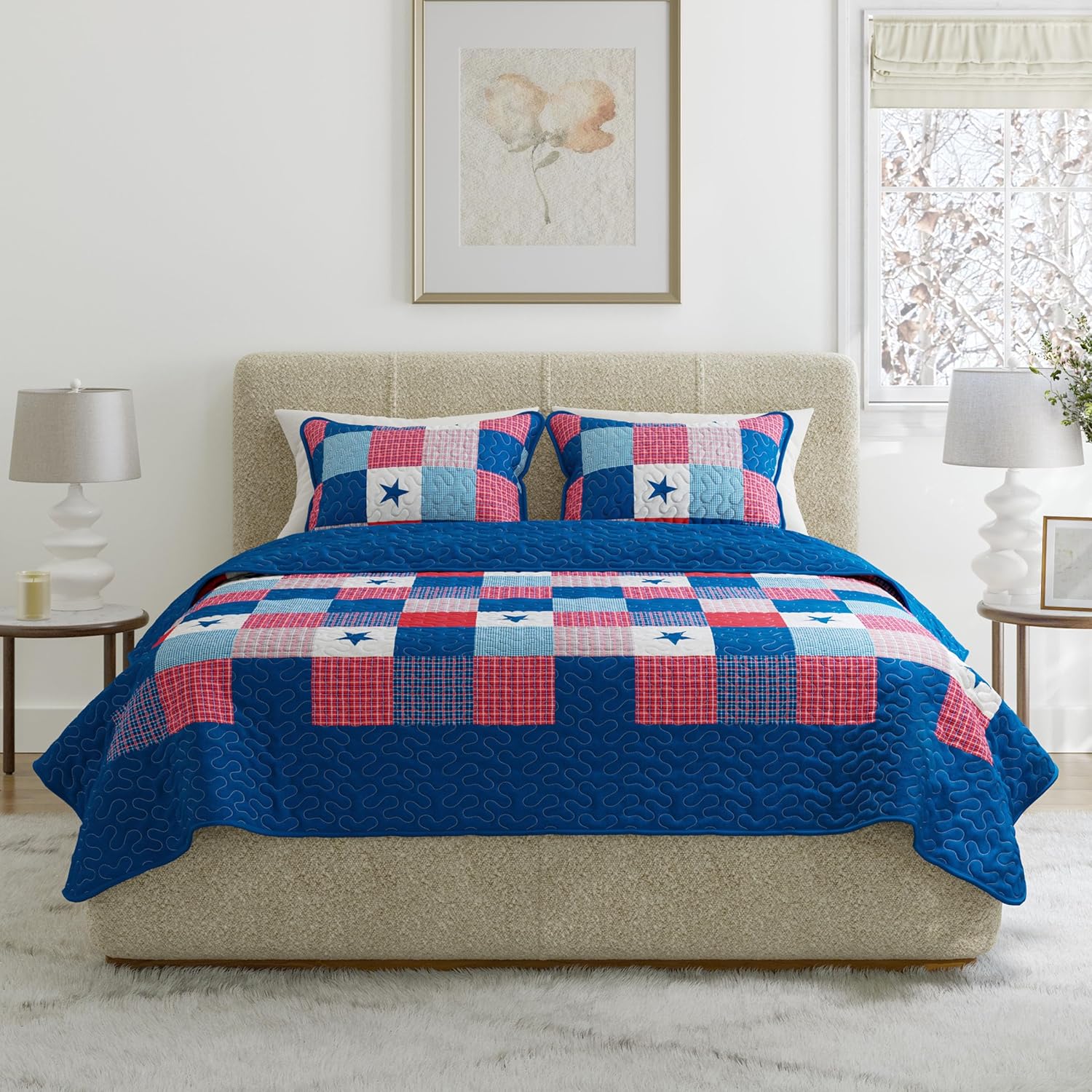 3-Piece Caroline Patriotic Quilt Set - FullQueen Bedding 1
