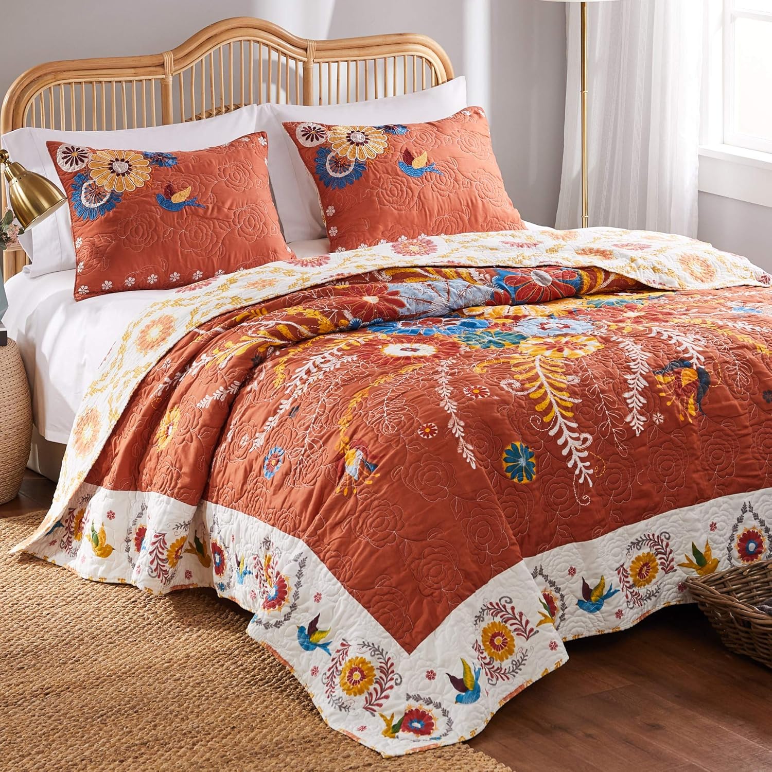 Greenland Home Barefoot Bungalow Quilt Set 3-Piece FullQueen Multi