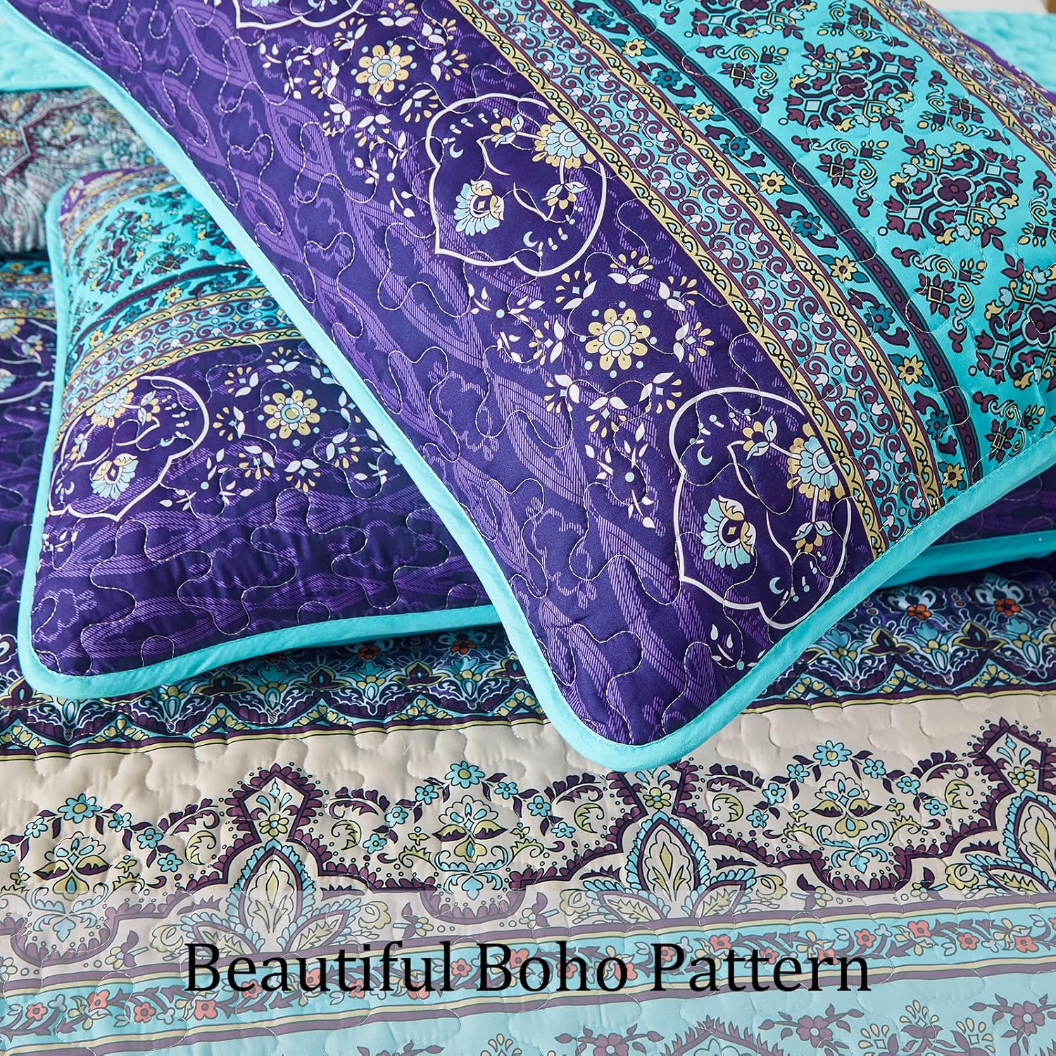 WONGS BEDDING Boho Queen Quilt Set 96x90