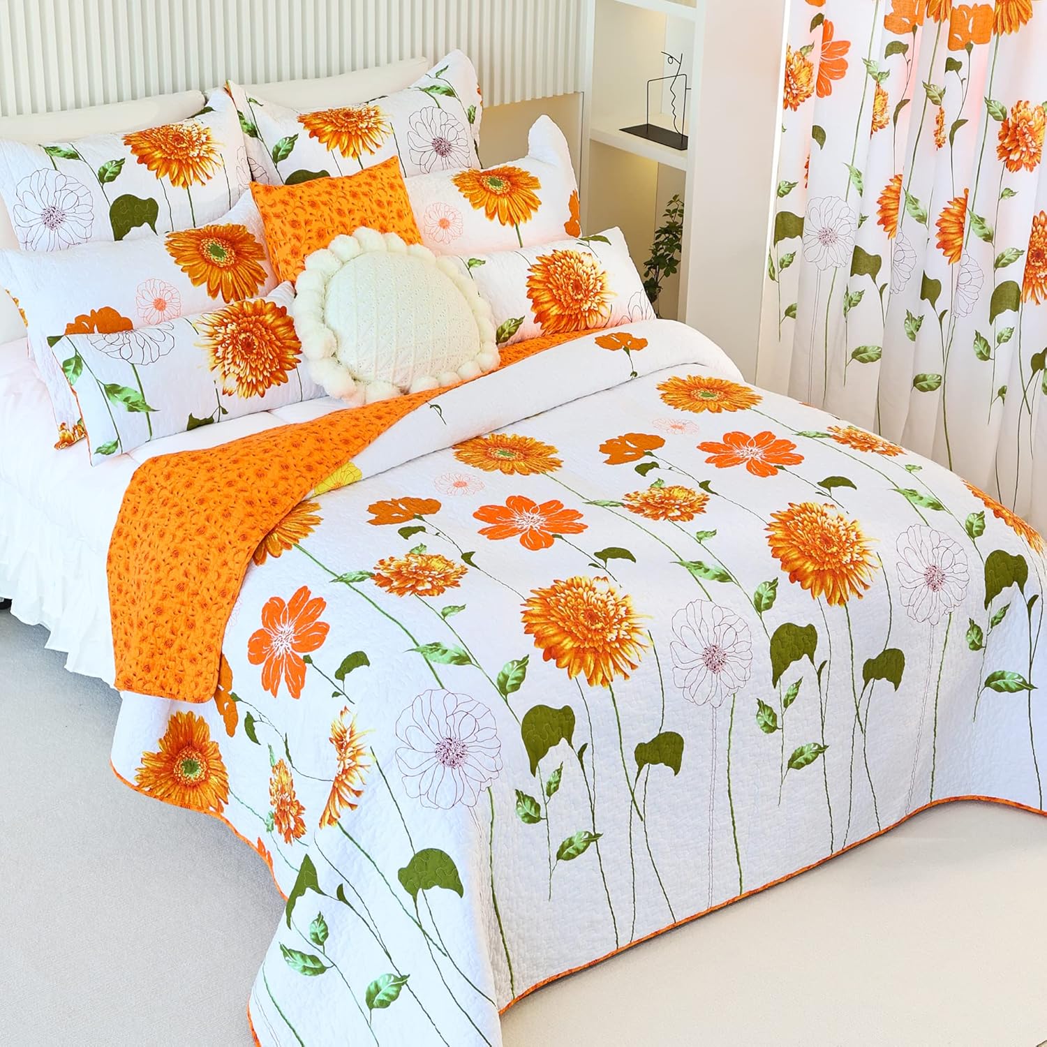 EVENHUG 100 Cotton Queen Quilt Set with Pillow Shams