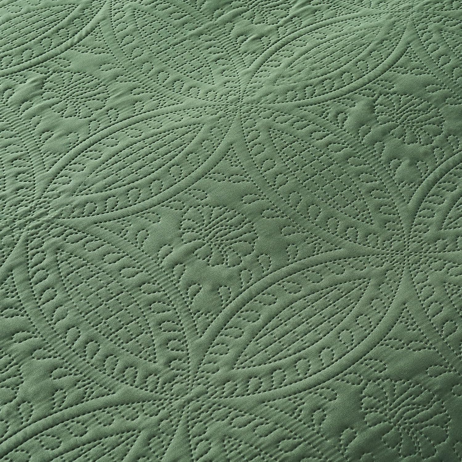 Akkialla Twin Quilt Bedding Set Olive Green Coin Pattern
