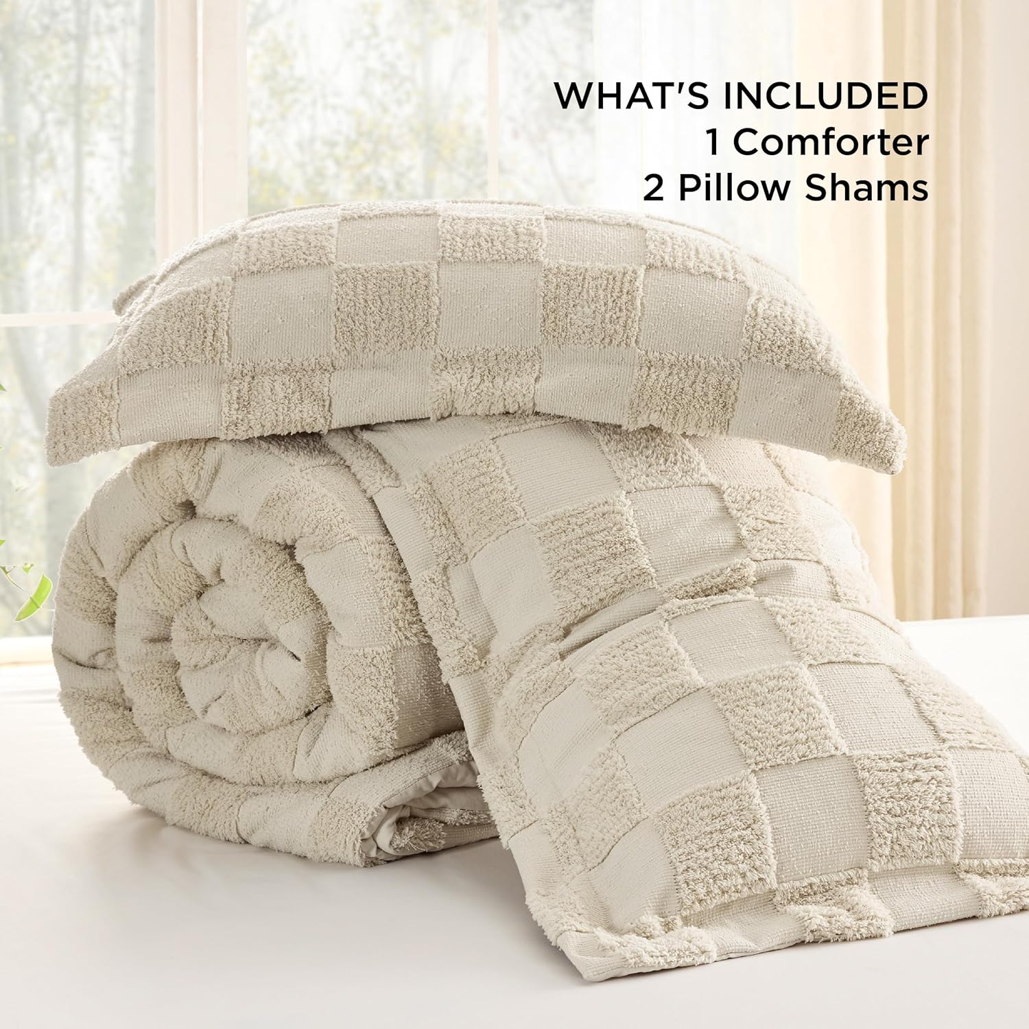 Bedsure Queen Comforter Set Beige