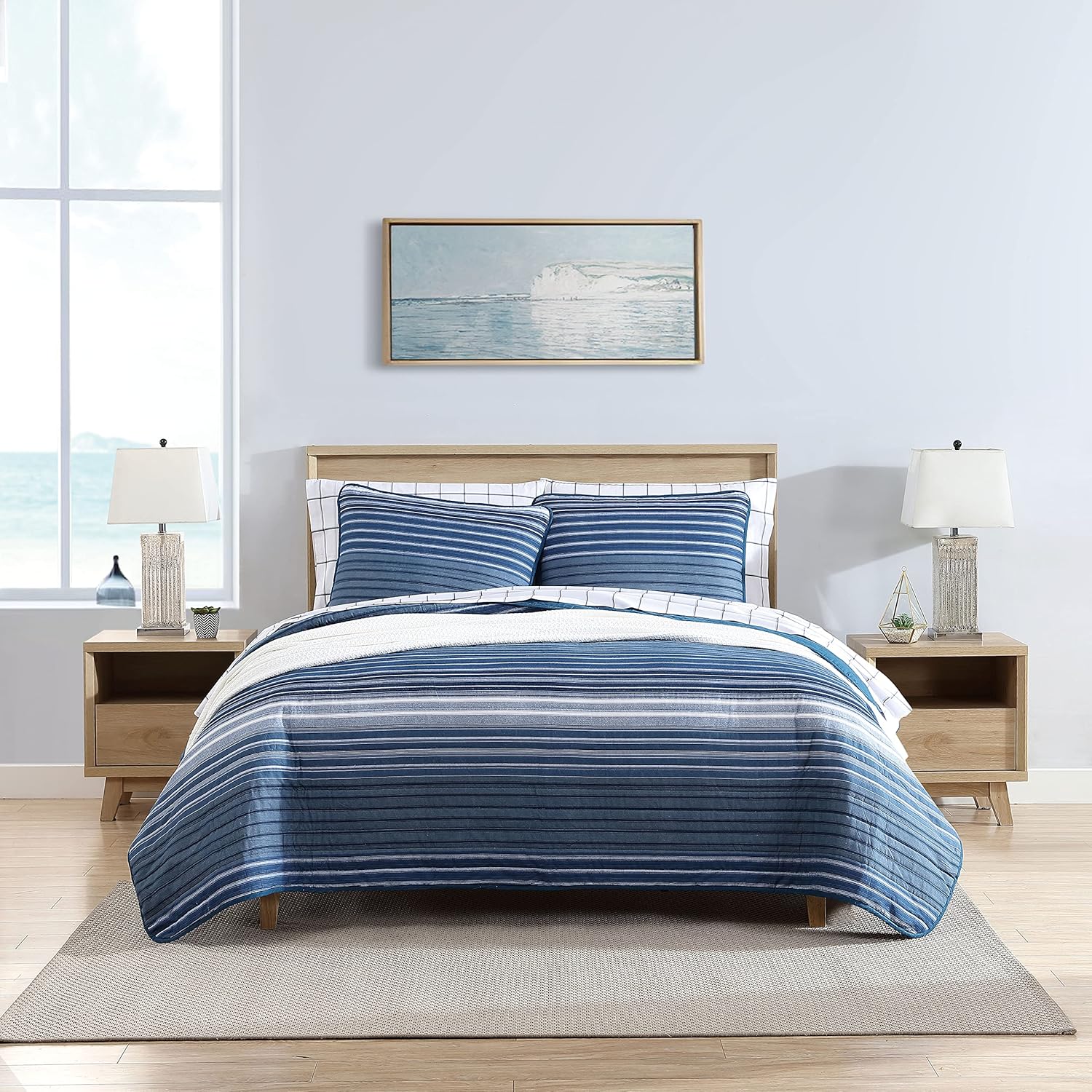 Nautica Queen Quilt Set - Cotton Reversible Bedding with Shams