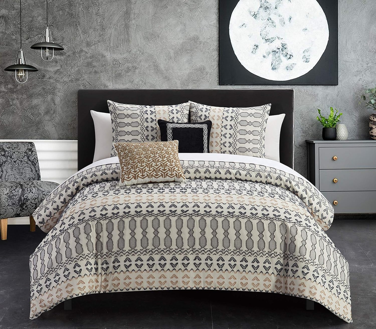 Chic Home Gabriella 5 Piece Cotton Comforter Set Farmhouse Style