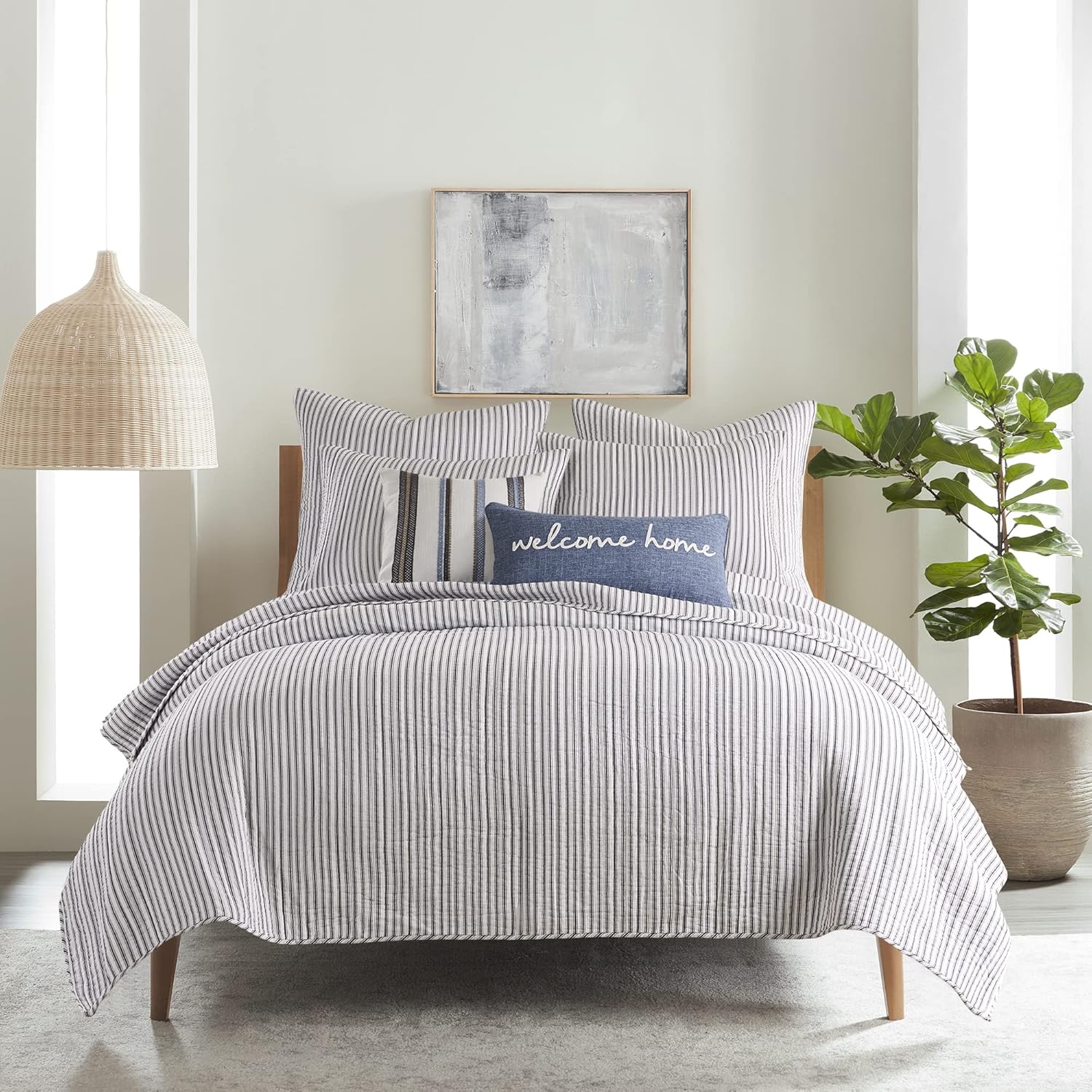 Levtex Home Tobago Stripe Charcoal Quilt Set King Size