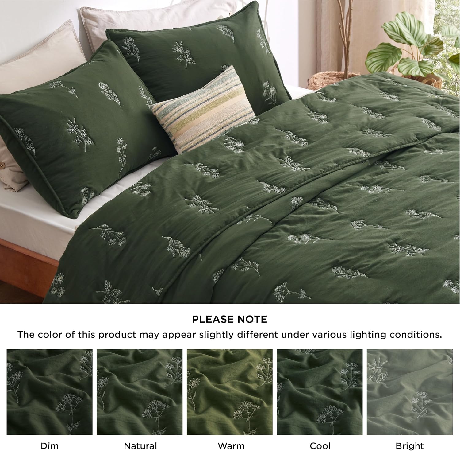 Bedsure Queen Quilt Set - Botanical Floral Super Soft 90x96 Inch