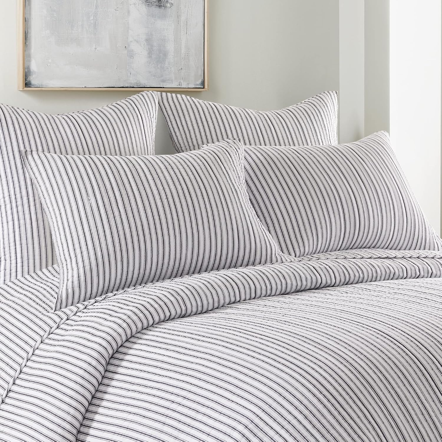 Levtex Home Tobago Stripe Charcoal Quilt Set King Size