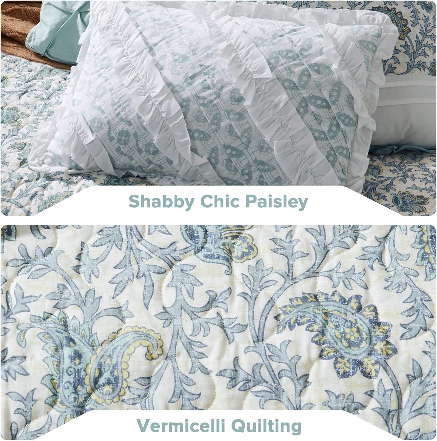 Madison Park Cotton Quilt Set Shabby Chic Floral Print