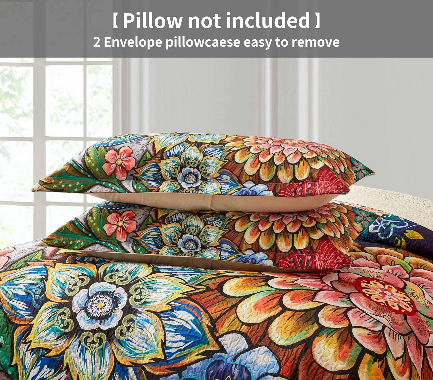 Asuexpect 3 Piece Boho Floral Quilt Set California King