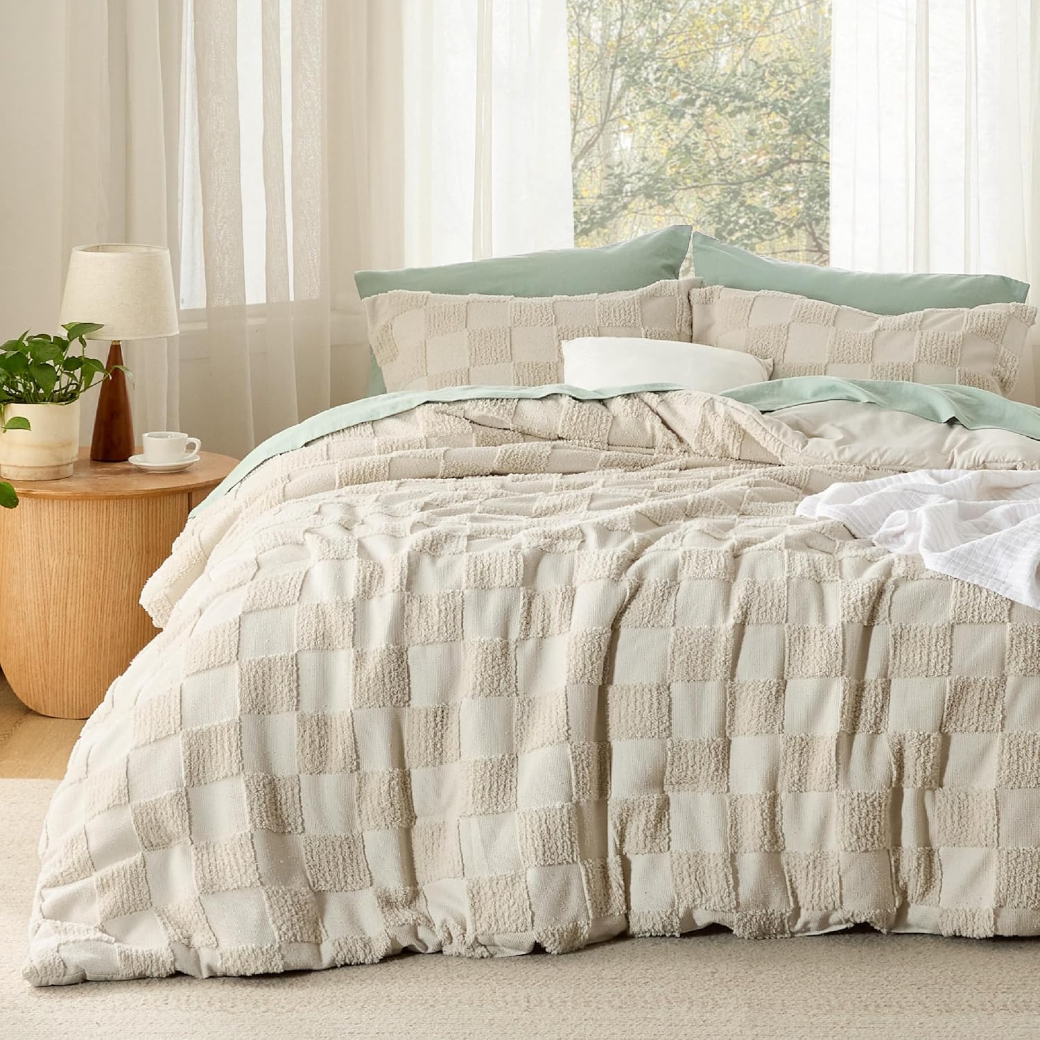 Bedsure Queen Comforter Set Beige