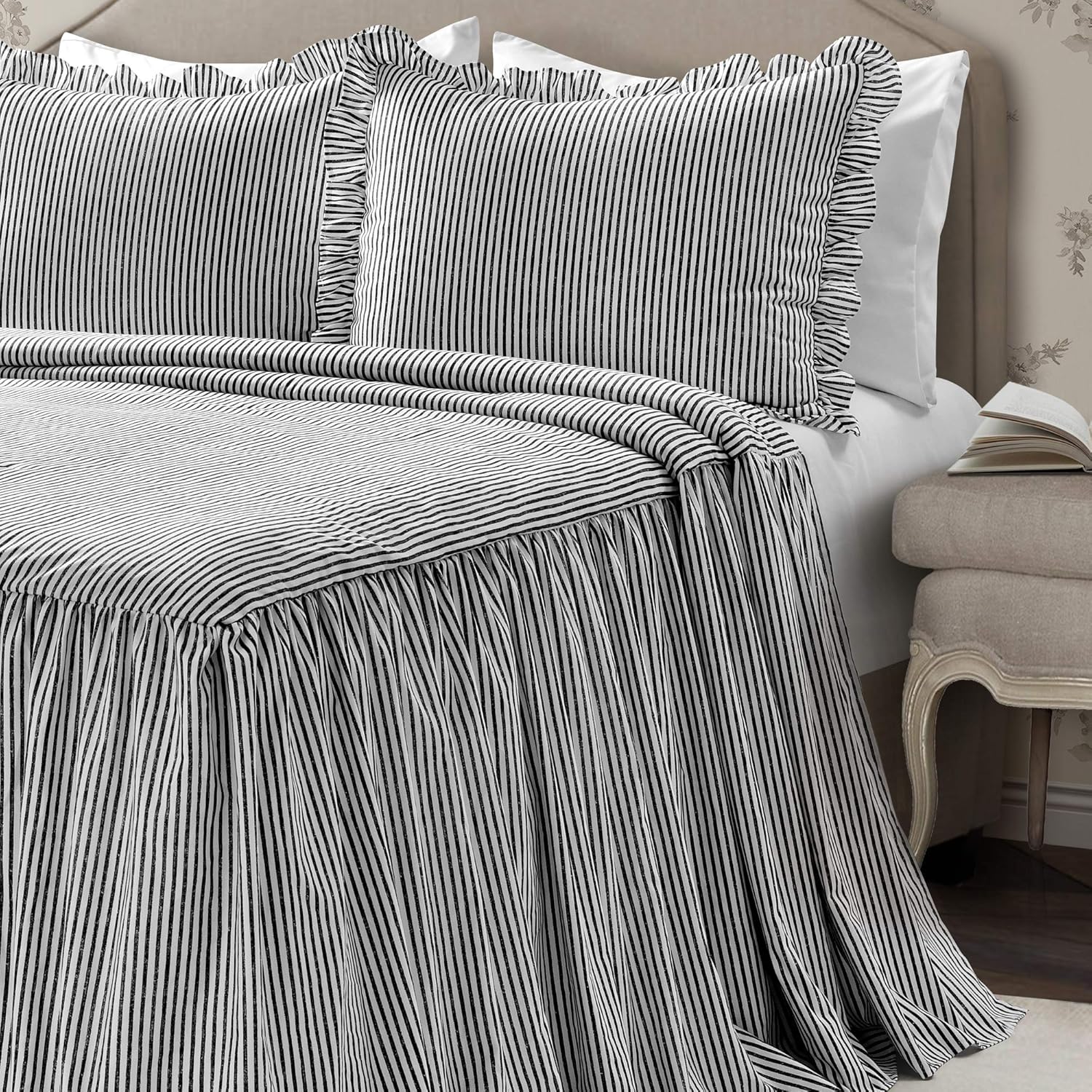 Lush Decor Ticking Stripe Bedspread 3 Piece Set Queen