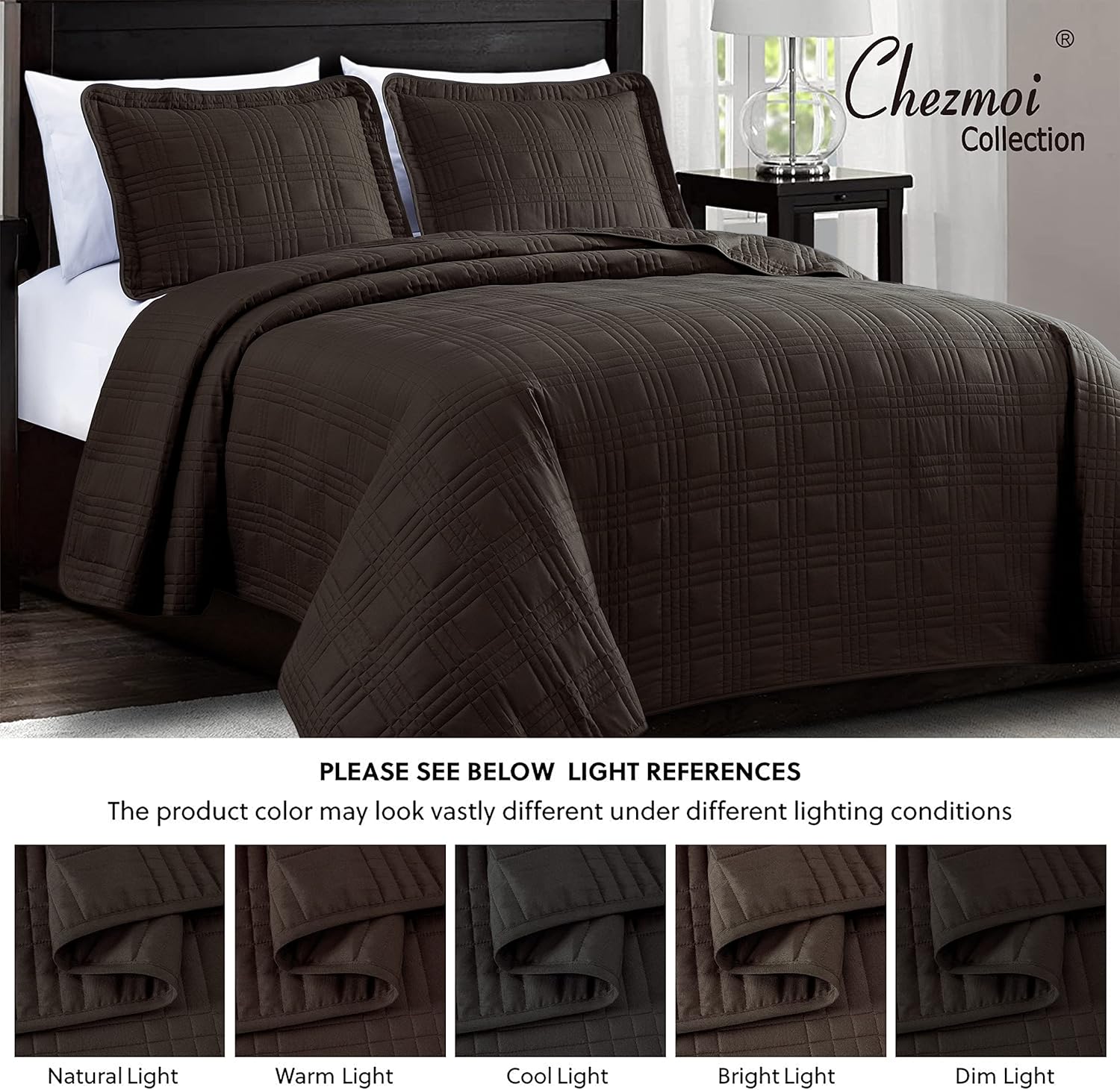 Chezmoi Collection Kingston Queen Size Bedspread Set 3-Piece
