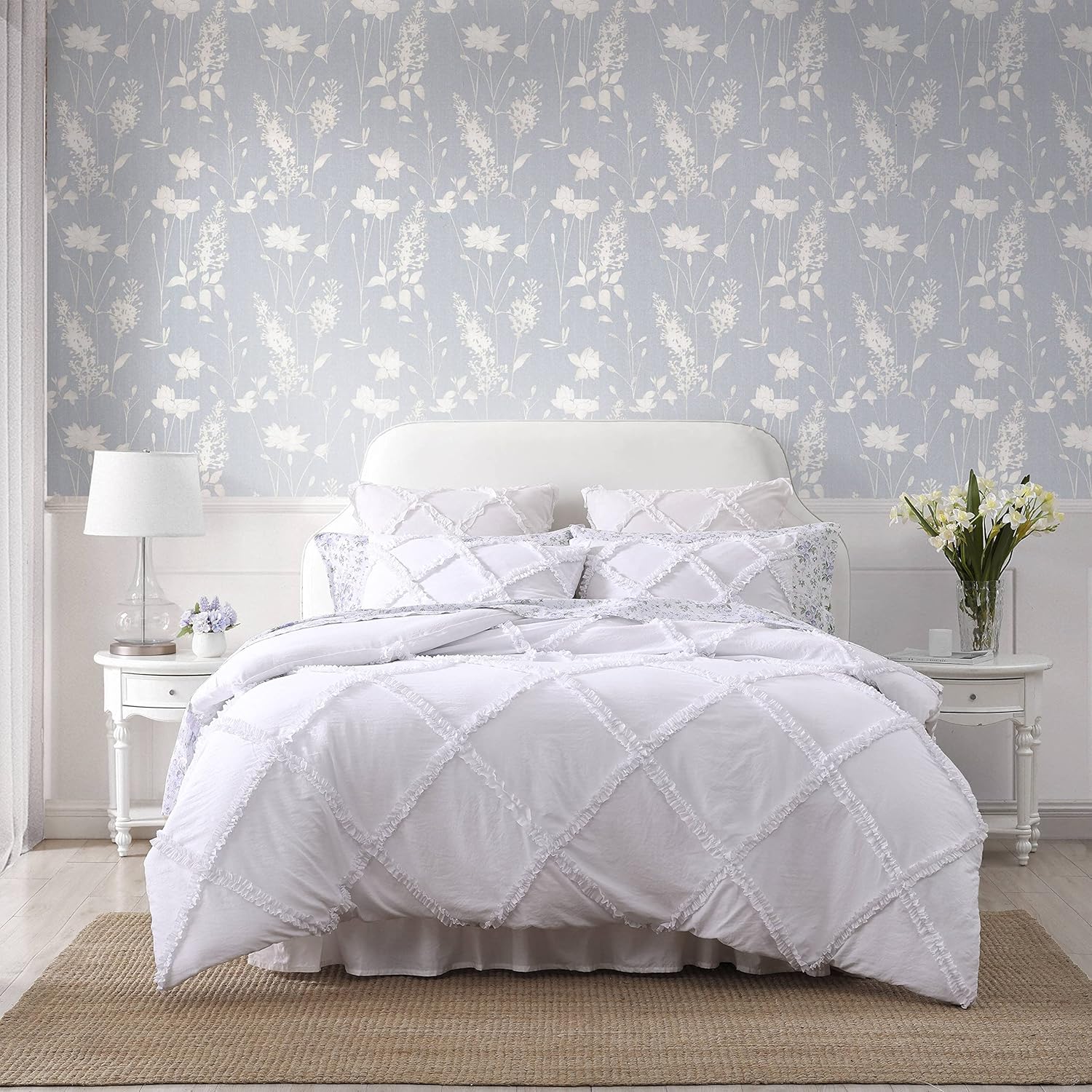 Laura Ashley Twin XL Comforter Set in Solid White