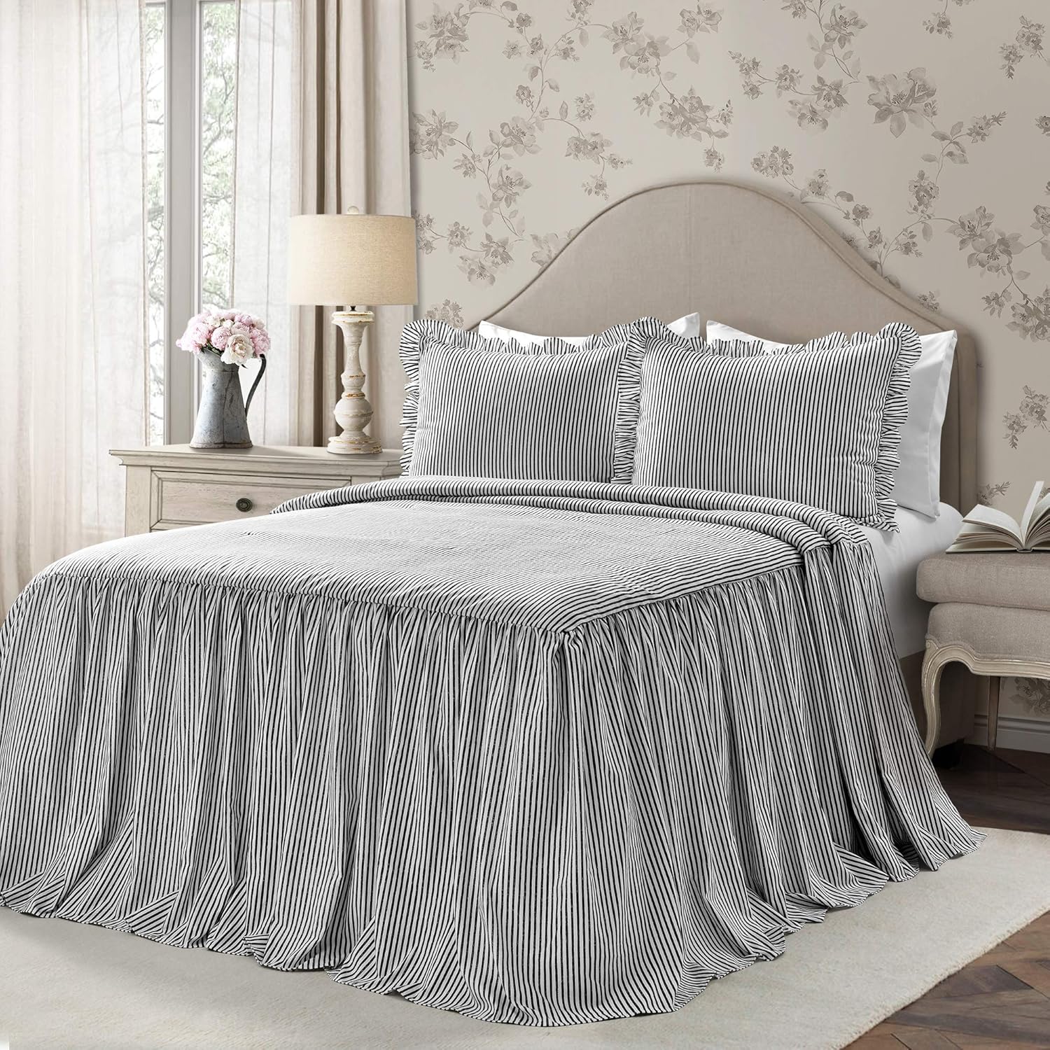 Lush Decor Ticking Stripe Bedspread 3 Piece Set Queen