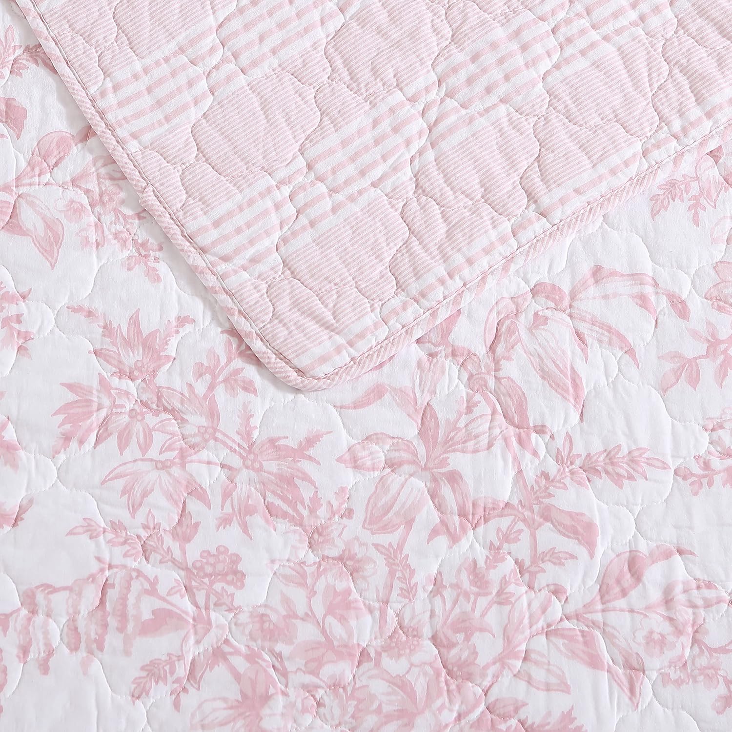 Laura Ashley King Quilt Set with Shams - Bedford Pink