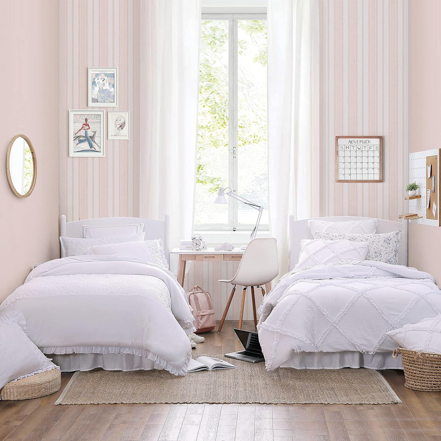 Laura Ashley Twin XL Comforter Set in Solid White