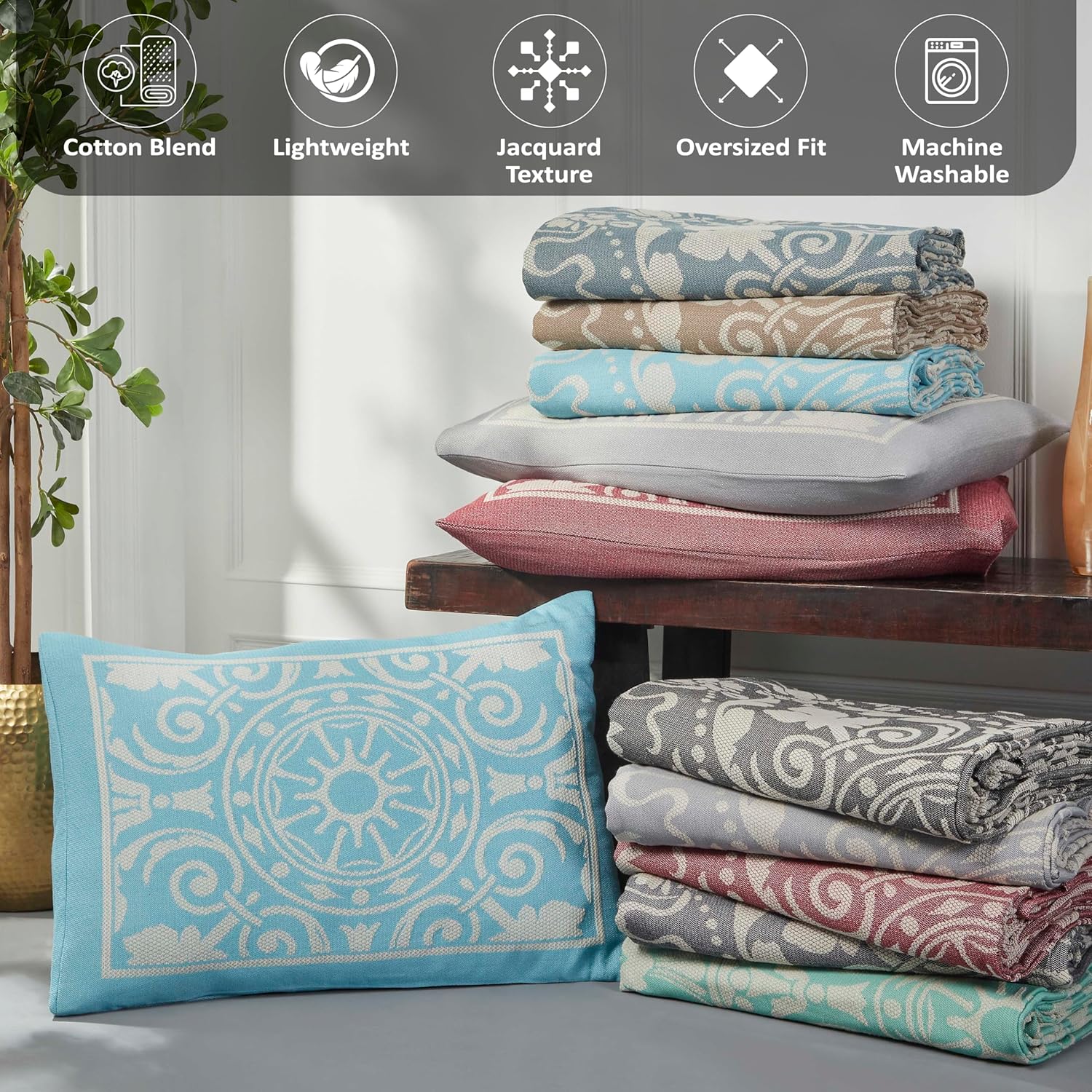 Superior Cotton Blend Bedspread Set Twin Charcoal