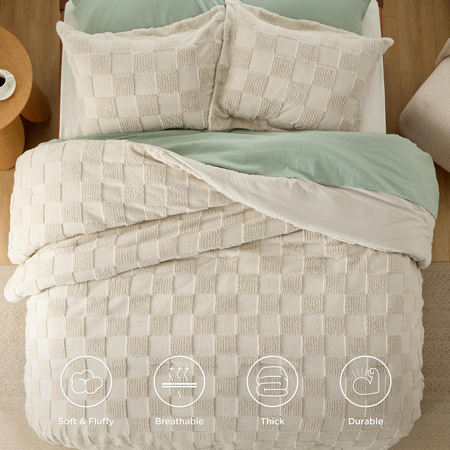 Bedsure Queen Comforter Set Beige