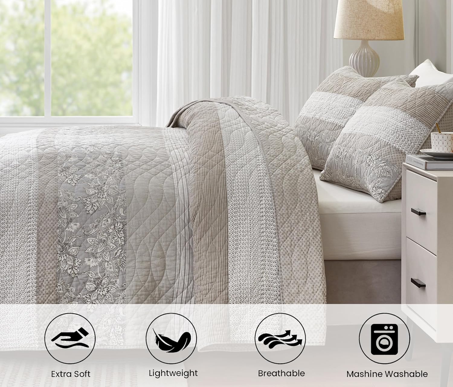 Chezmoi Robyn 3-Piece Quilt Set - King Size