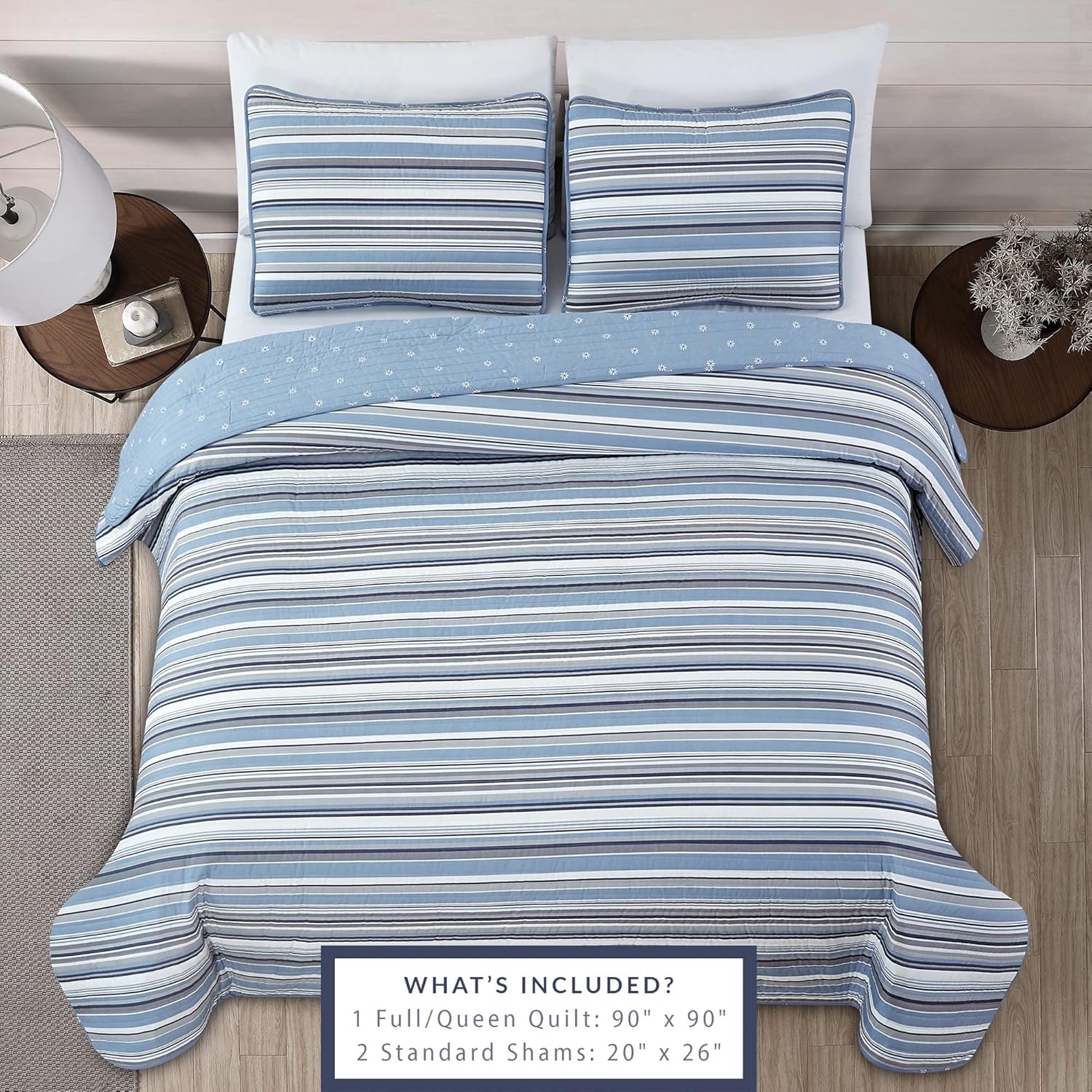 Market Place 3 Piece Reversible Quilt Set with Shams 1