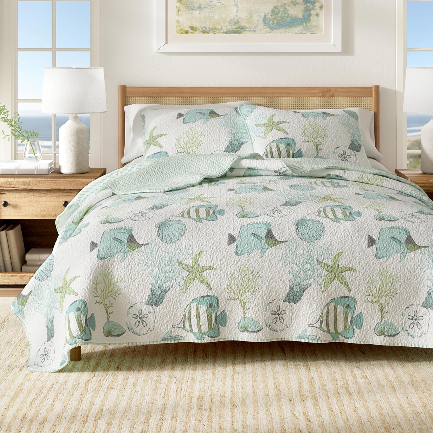 Great Bay Home Full Queen Coastal Quilt Set