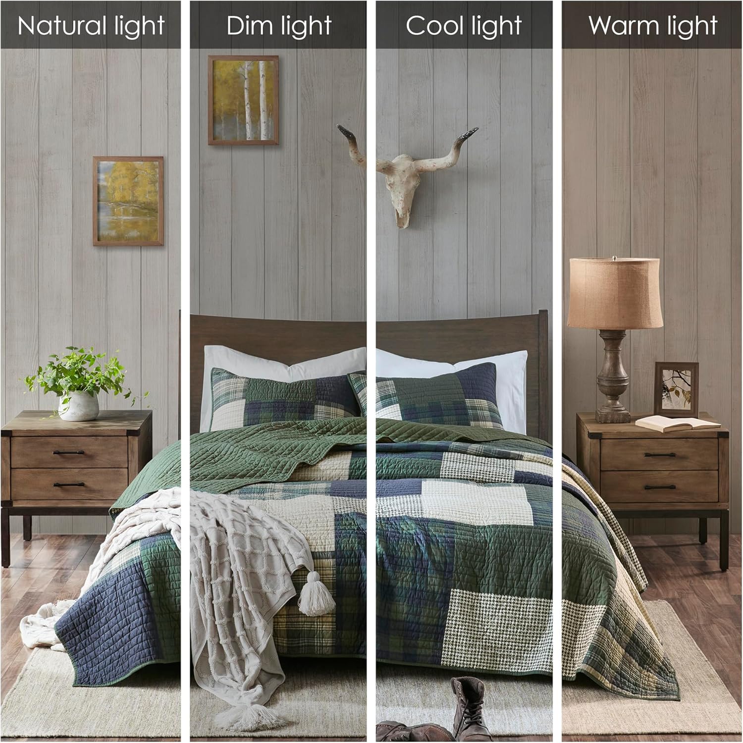 Woolrich Mill Creek Reversible Quilt Set - 3 Piece Plaid Green