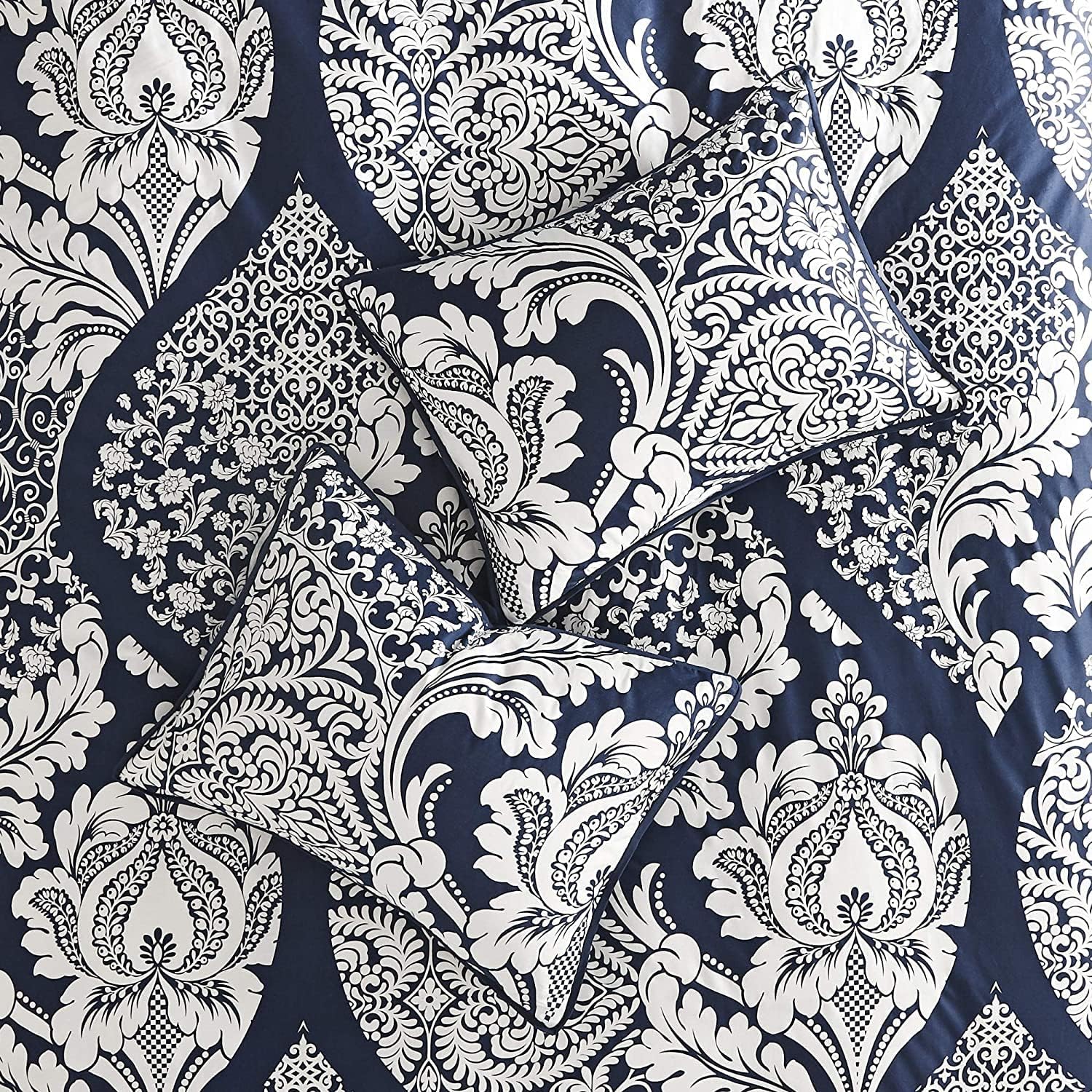 Madison Park Vienna Sateen Cotton Comforter Set Indigo 7 Piece