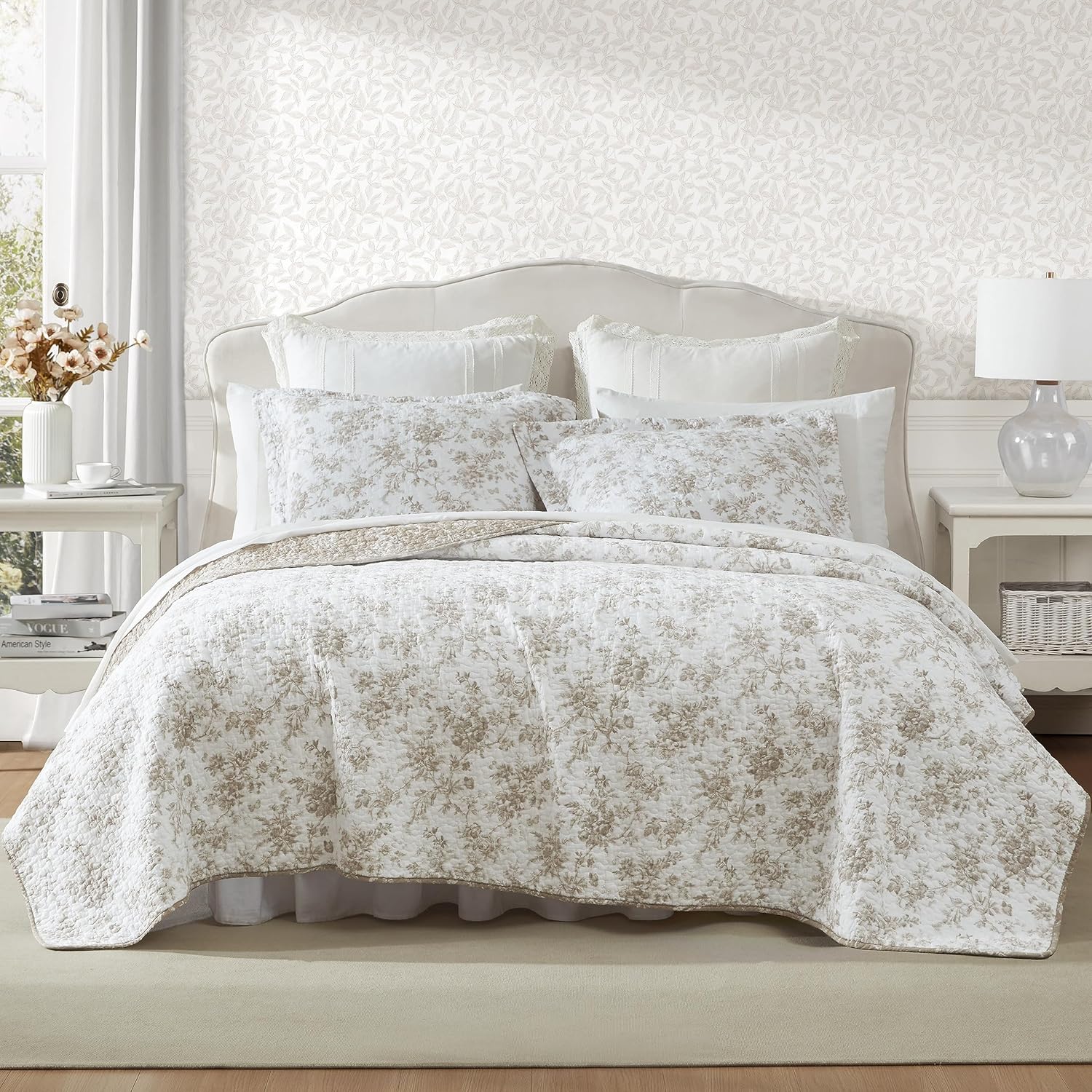 Laura Ashley King Quilt Set - Walled Garden Brown