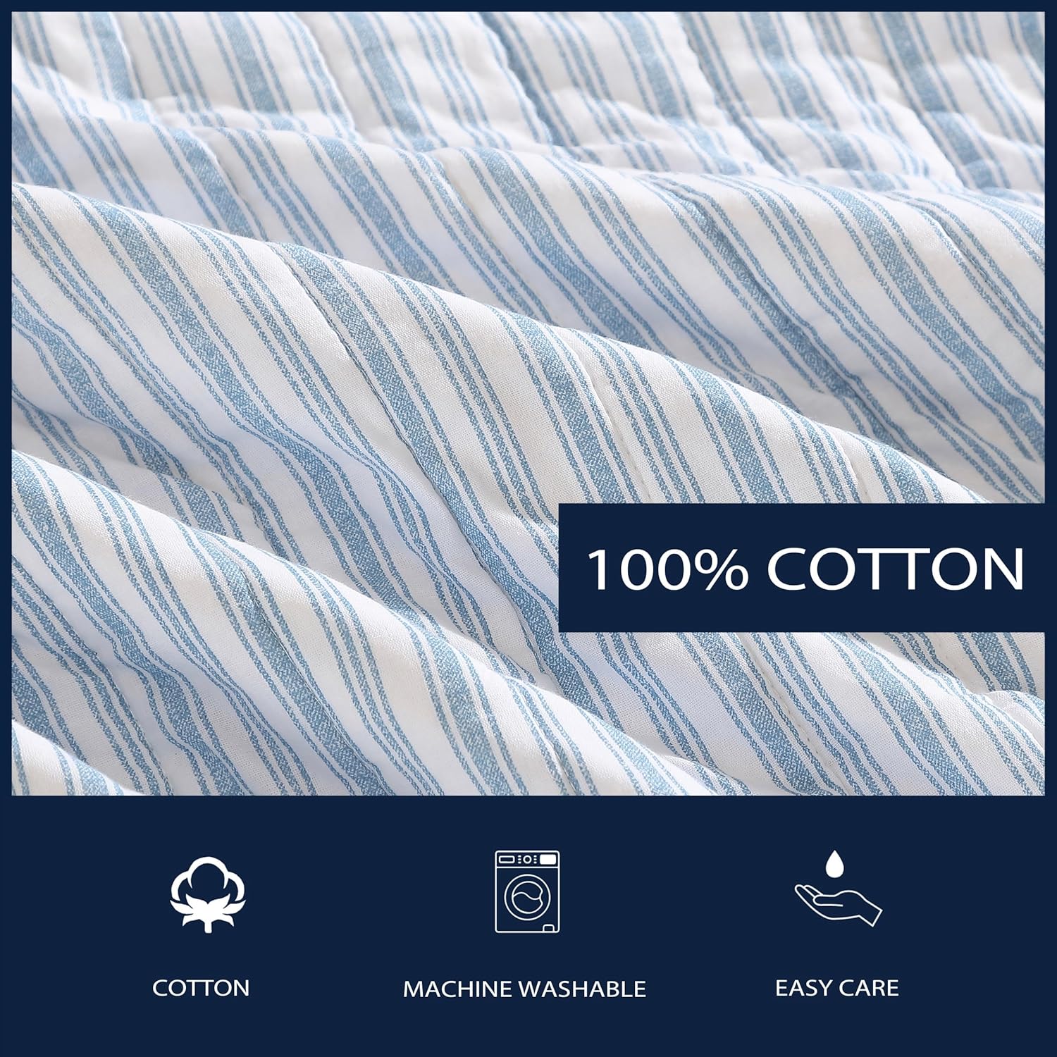 Nautica Twin Quilt Set - Light Blue Coleridge Stripe