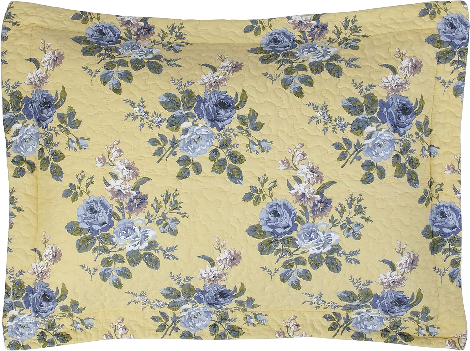 Laura Ashley King Quilt Set - Linley Yellow 3 Piece Reversible Cotton
