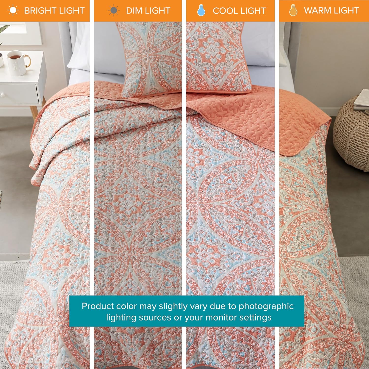 Comfort Spaces Reversible Quilt Set - Vermicelli Stitching All Season TwinTwin XL