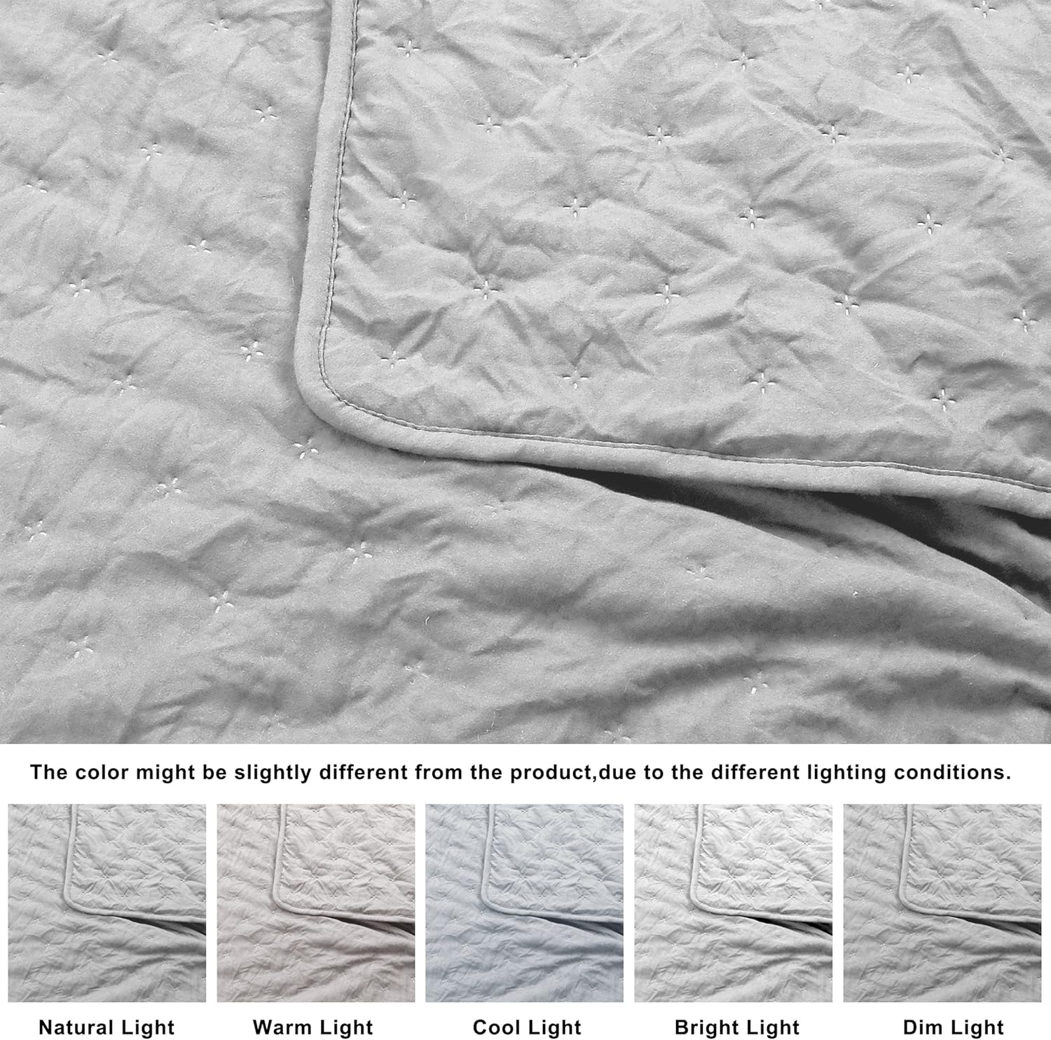 ROARINGWILD Light Grey Twin Quilt Set with Pillow Sham