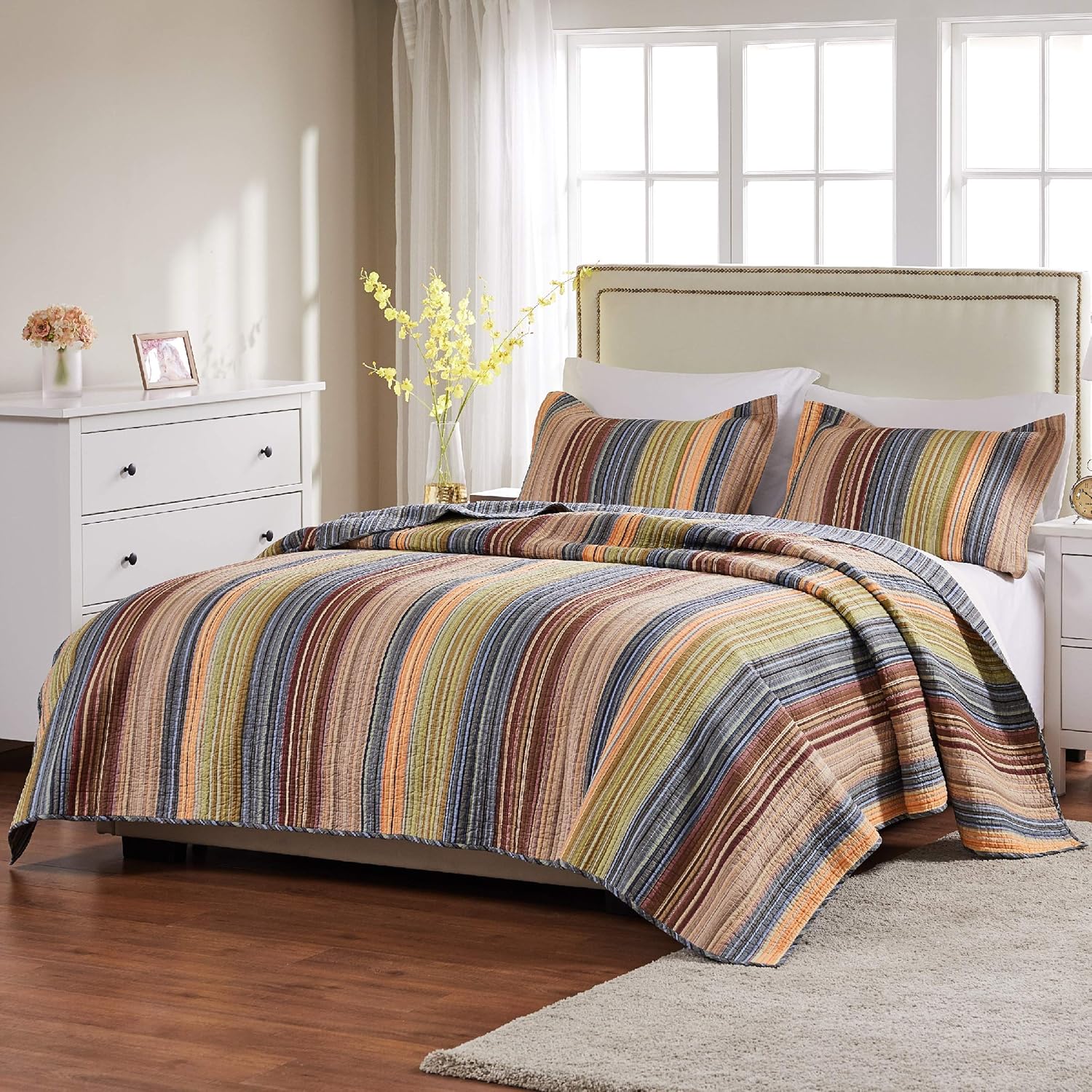 Greenland Home 100 Cotton Quilt Set Reversible TwinXL