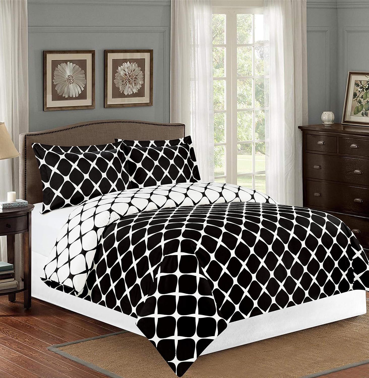 Elegant Comfort 1500 Thread Count Reversible Duvet Cover Set with Sham