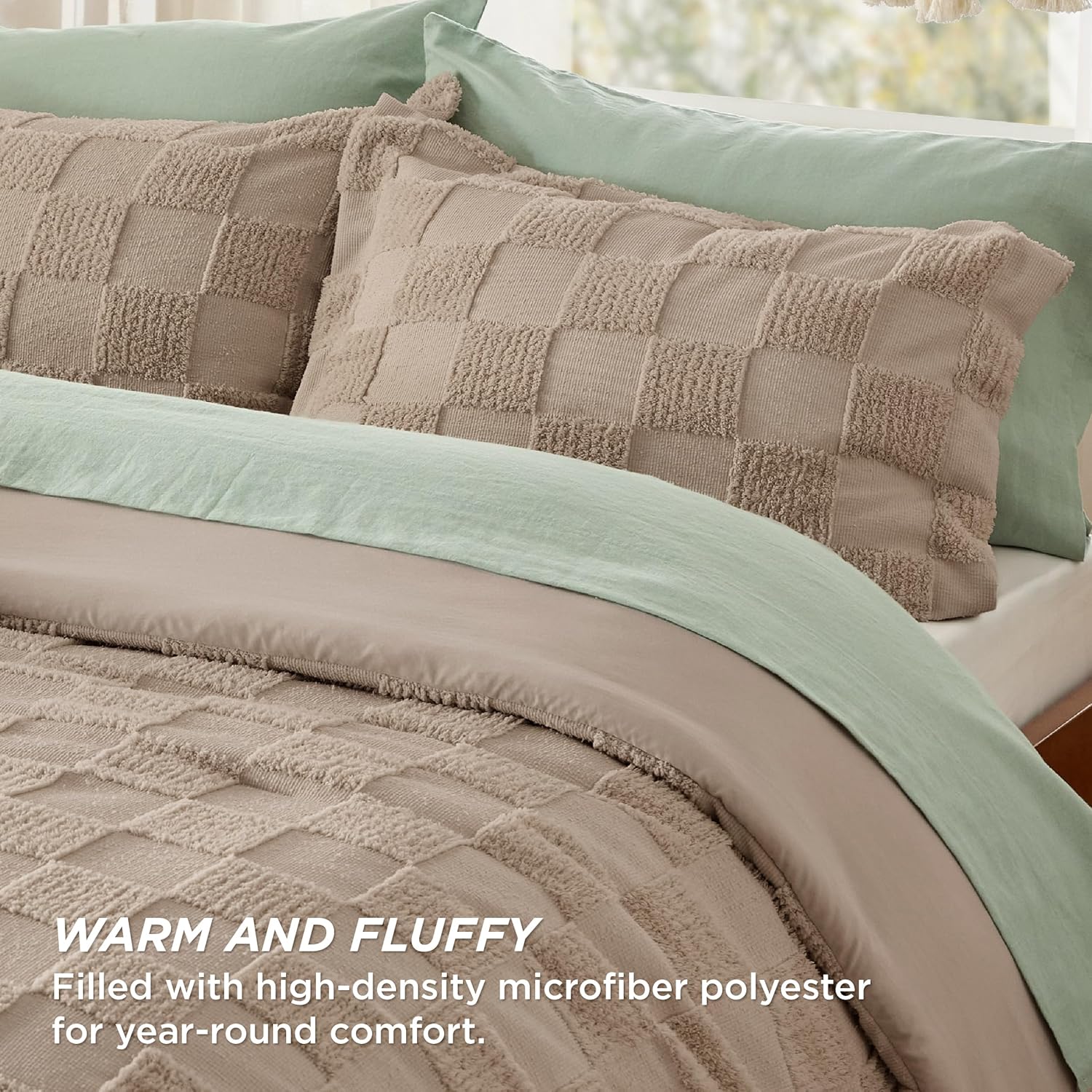 Bedsure California King Comforter Set Khaki