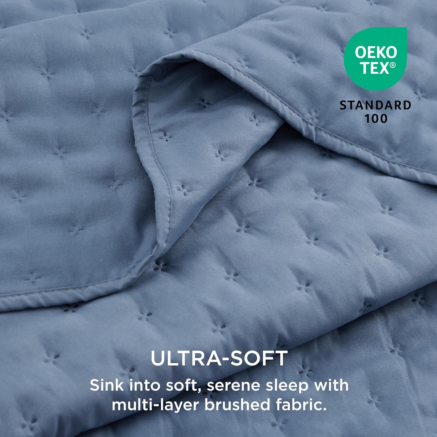 Bedsure King Quilt Set - Mineral Blue 106x96 Inch