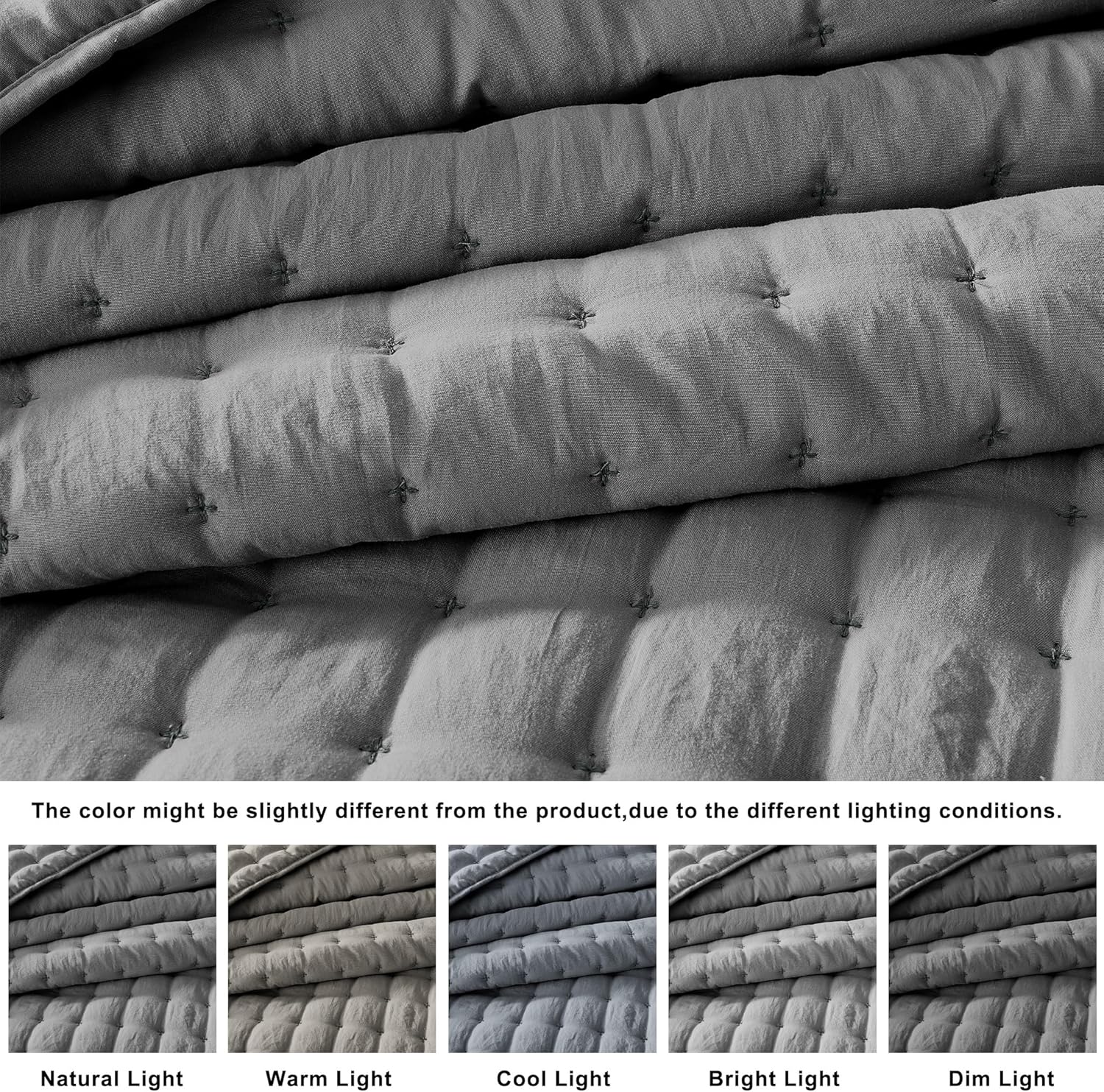 WDCOZY Dark Grey Twin Quilt Set with Pillow Sham 1